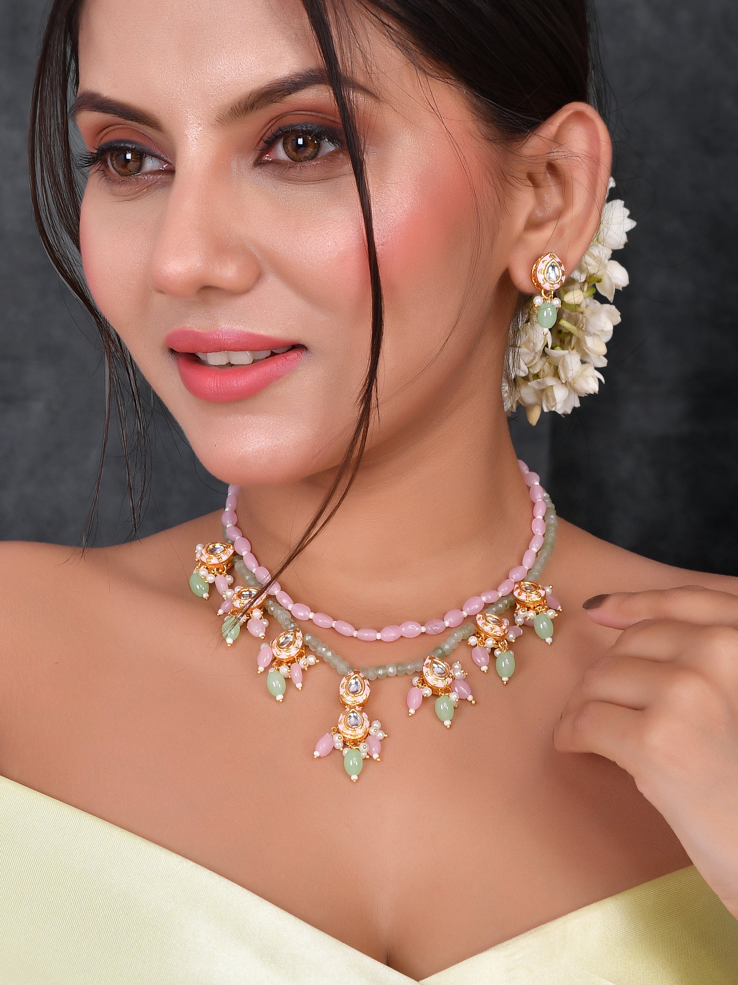 Handcrafted Meena Reflection Necklace Set