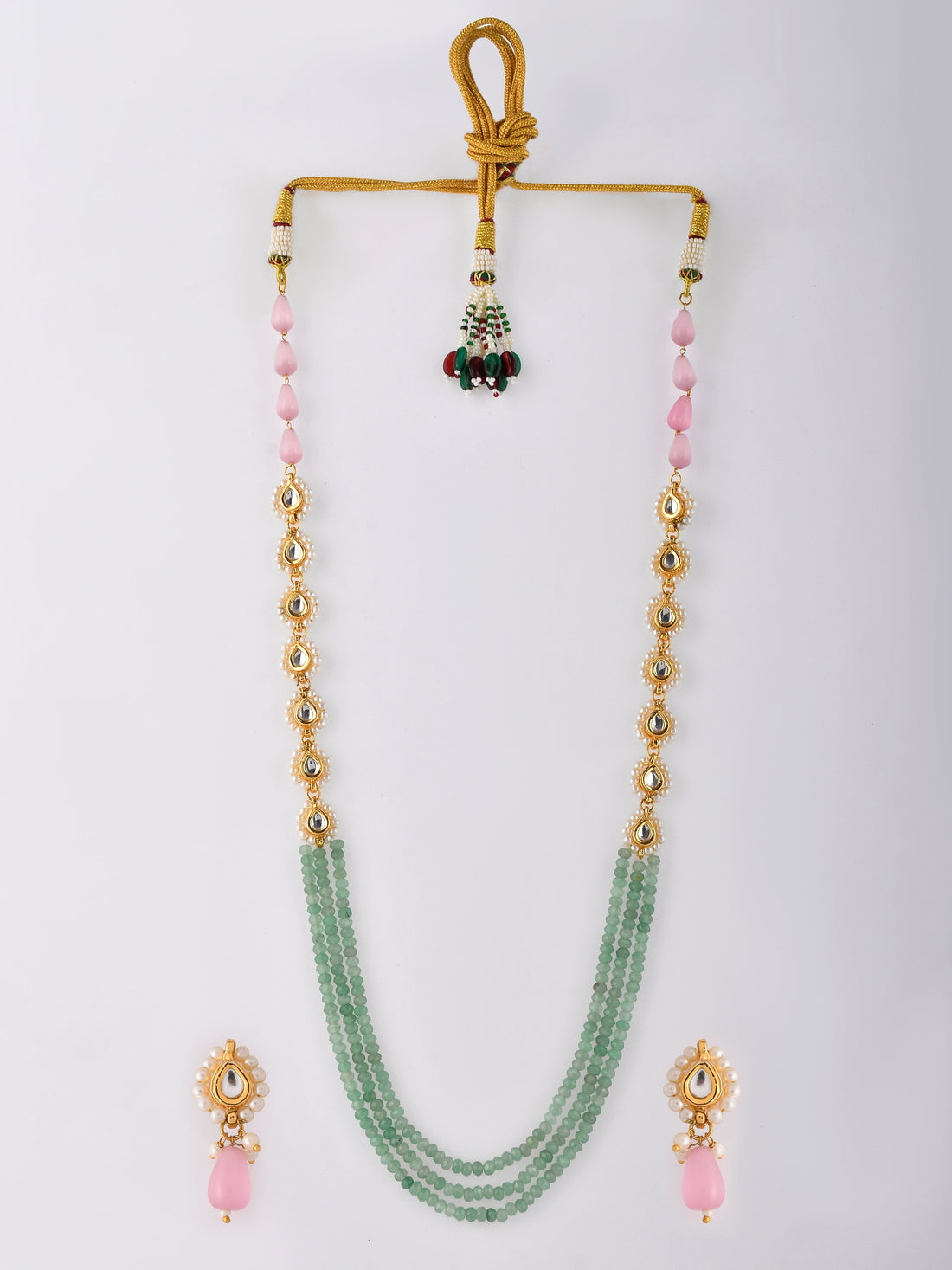 Handcrafted Kundan Glamourous Twist Necklace Set
