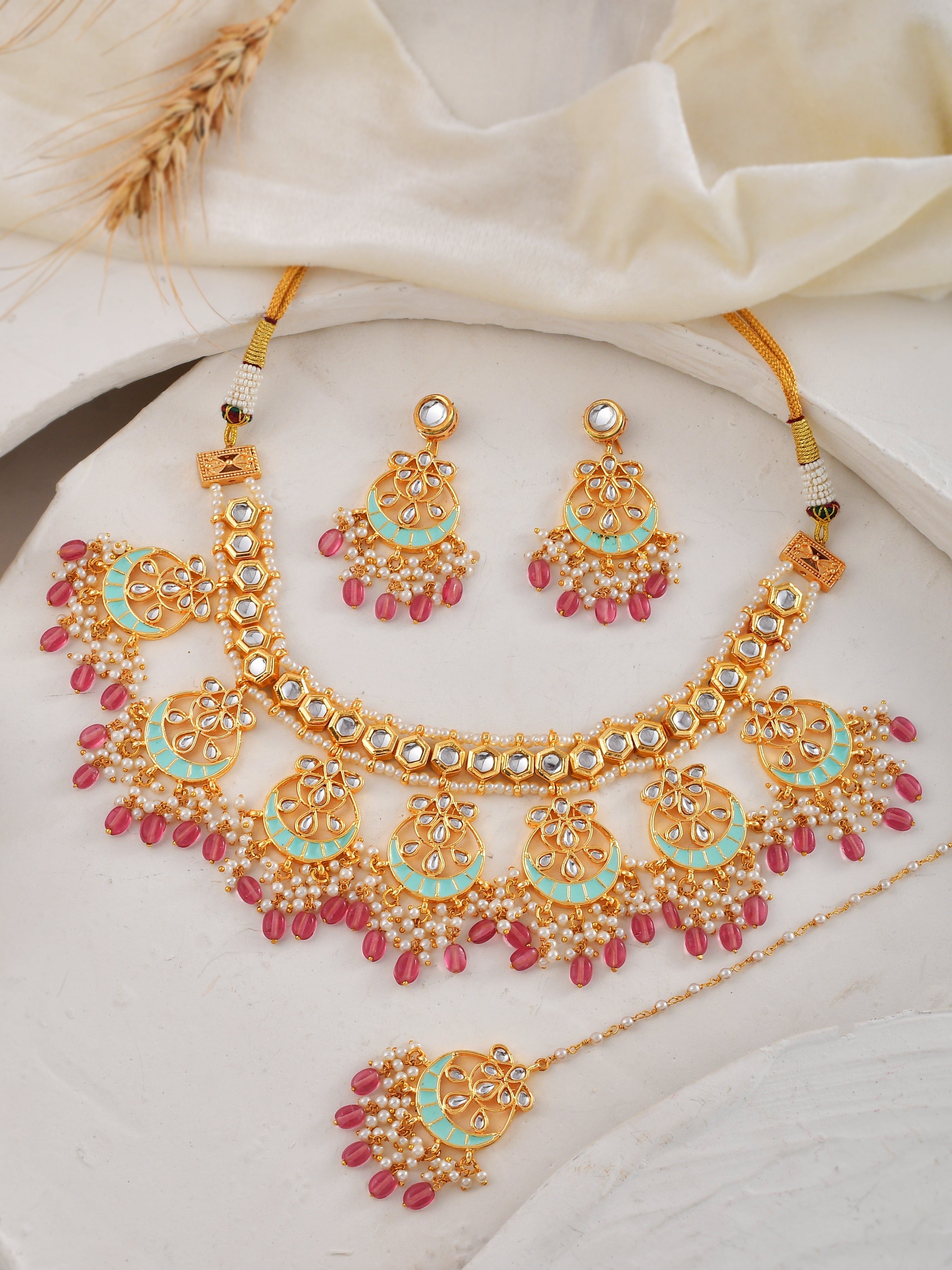 Handcrafted Kundan Meena Mosaic Necklace Set