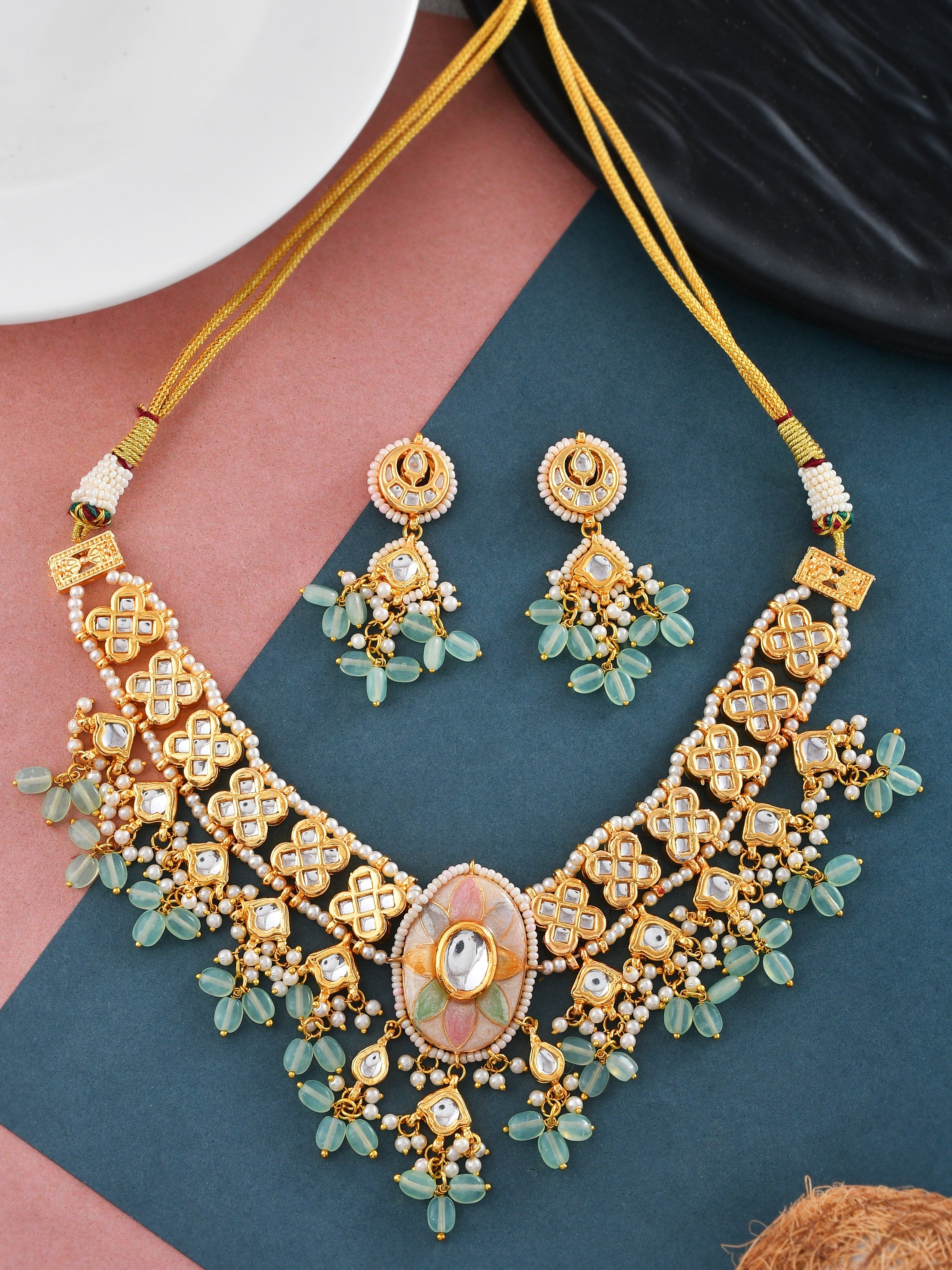 Kundan Meena Extravaganza Party Piece Choker Necklace Set