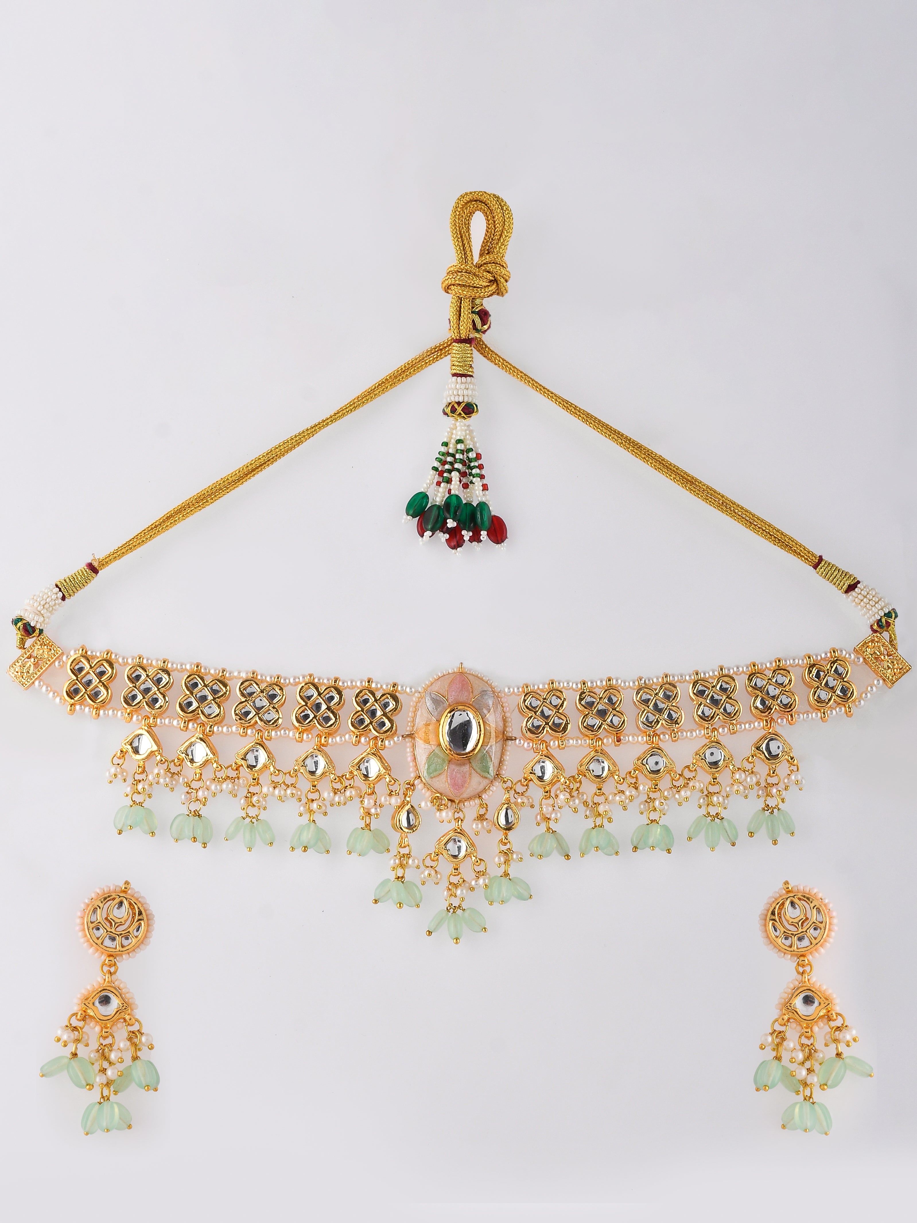 Kundan Meena Extravaganza Party Piece Choker Necklace Set