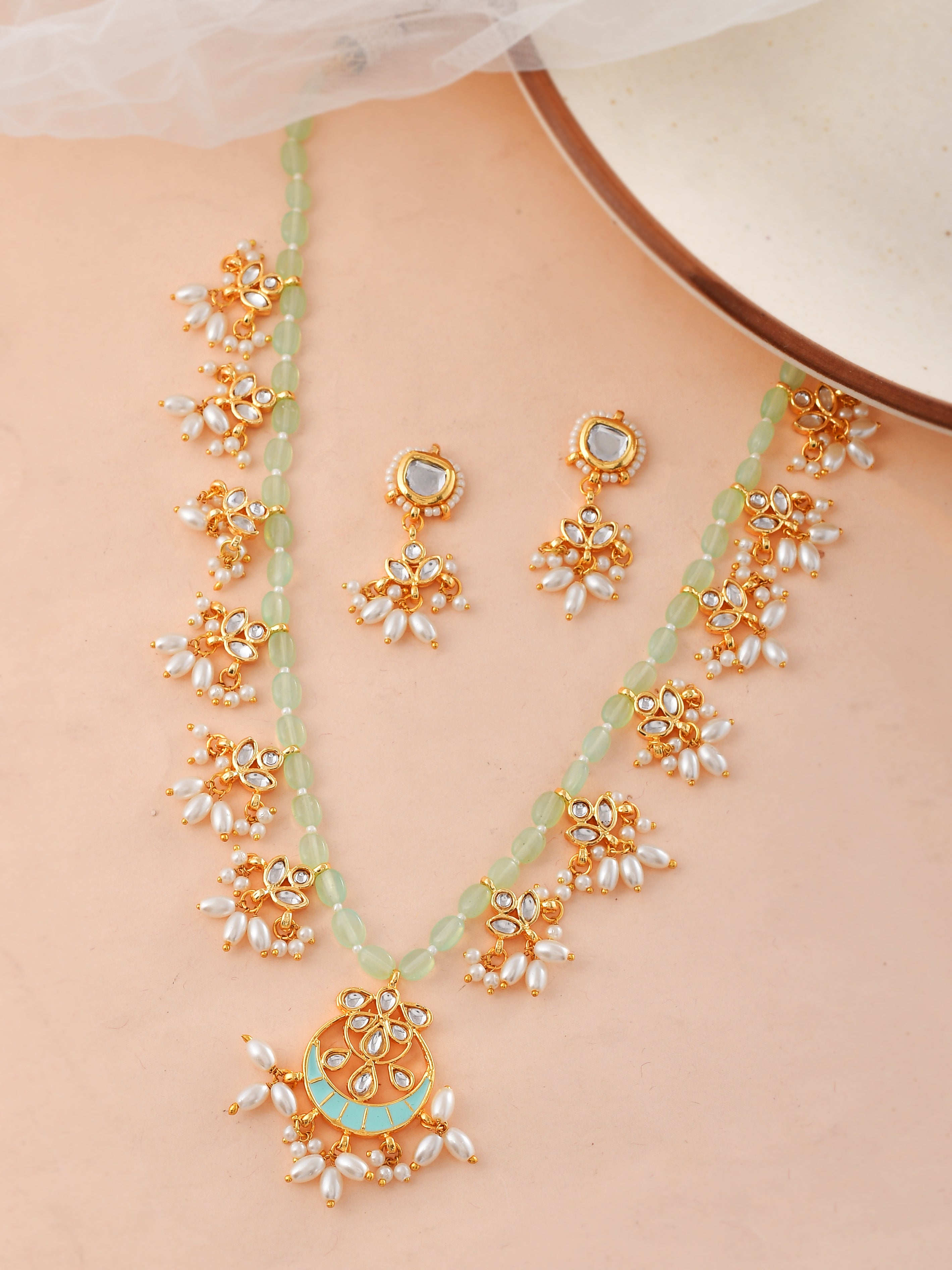 Handcrafted Meena Floral Necklace Set