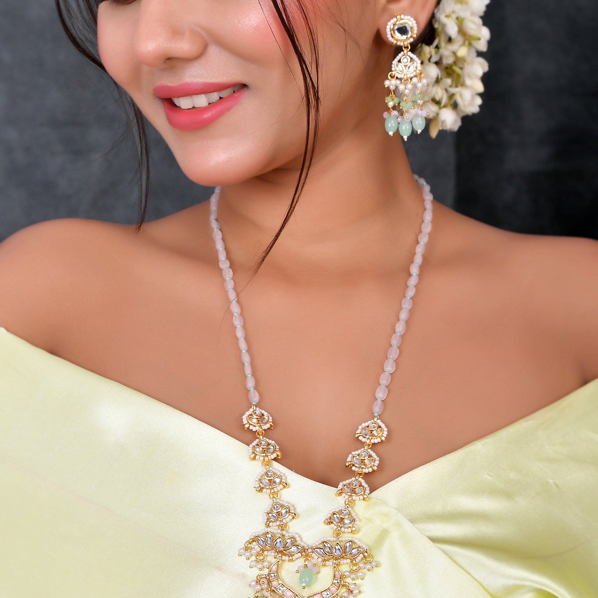 Partywear Kundan Glam Pendant Necklace Set