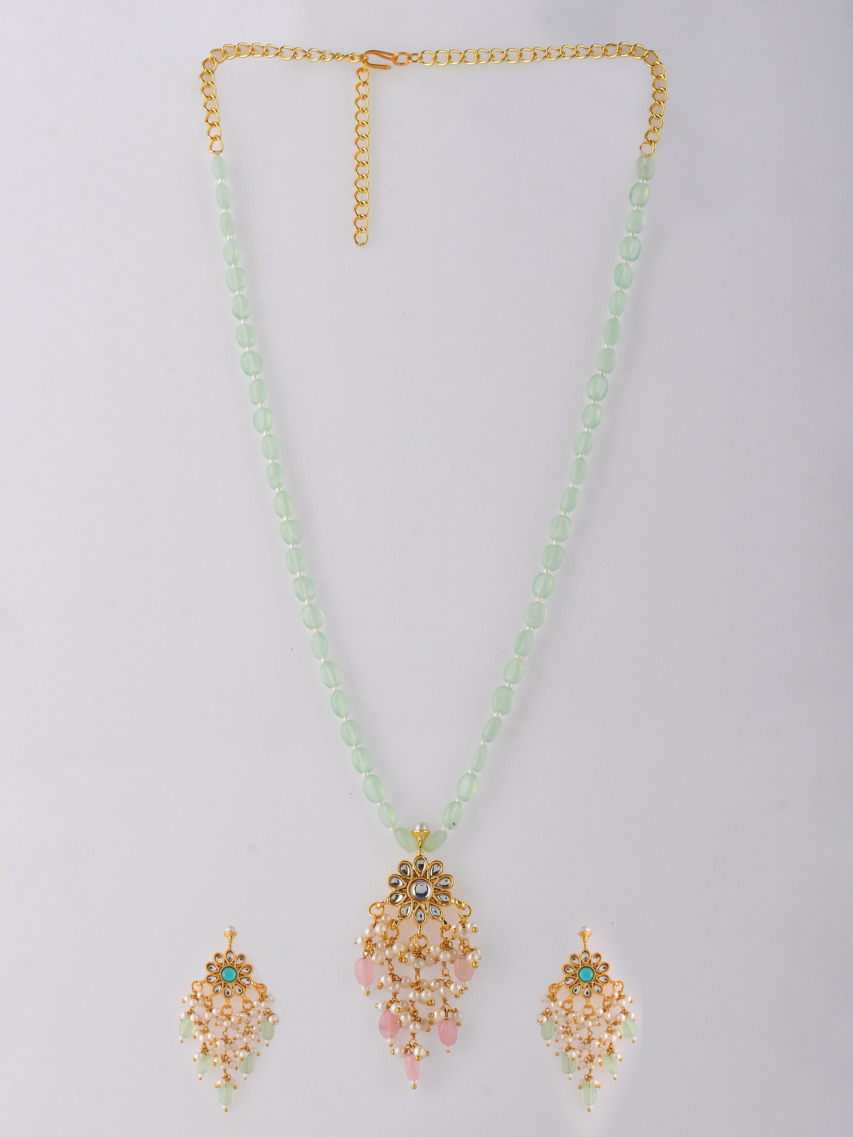 Kundan Queen's Delight Mint Necklace Set