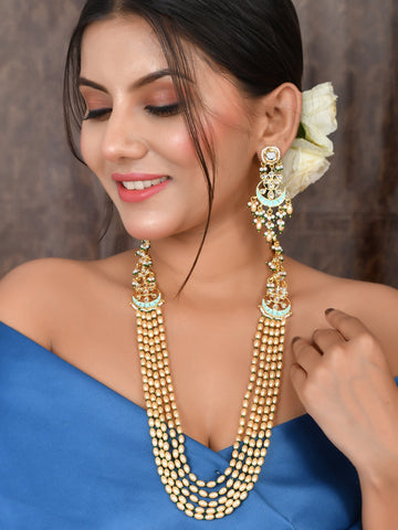 Handcrafted Kundan Artistry Mint Necklace Set