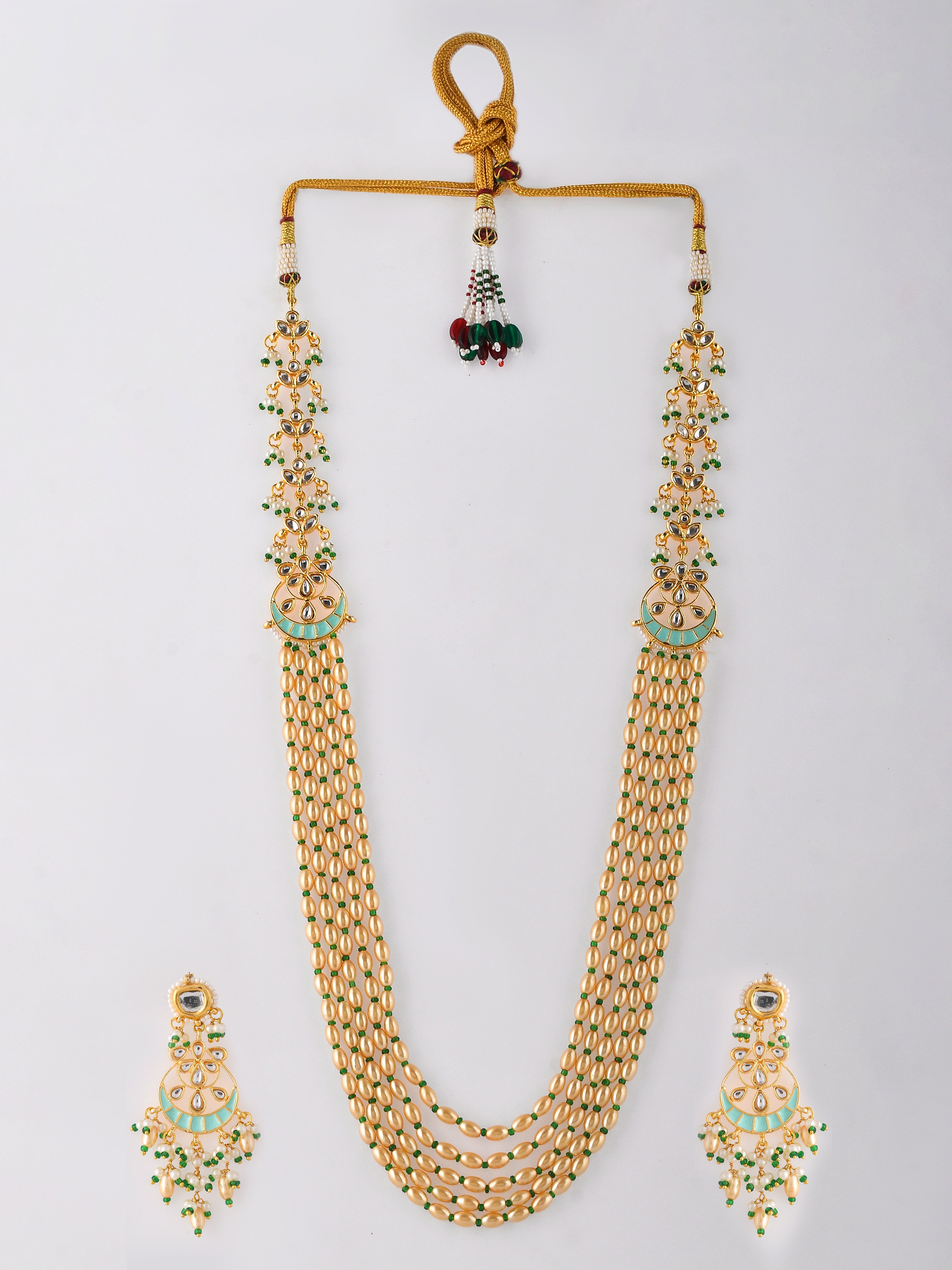 Handcrafted Kundan Artistry Mint Necklace Set