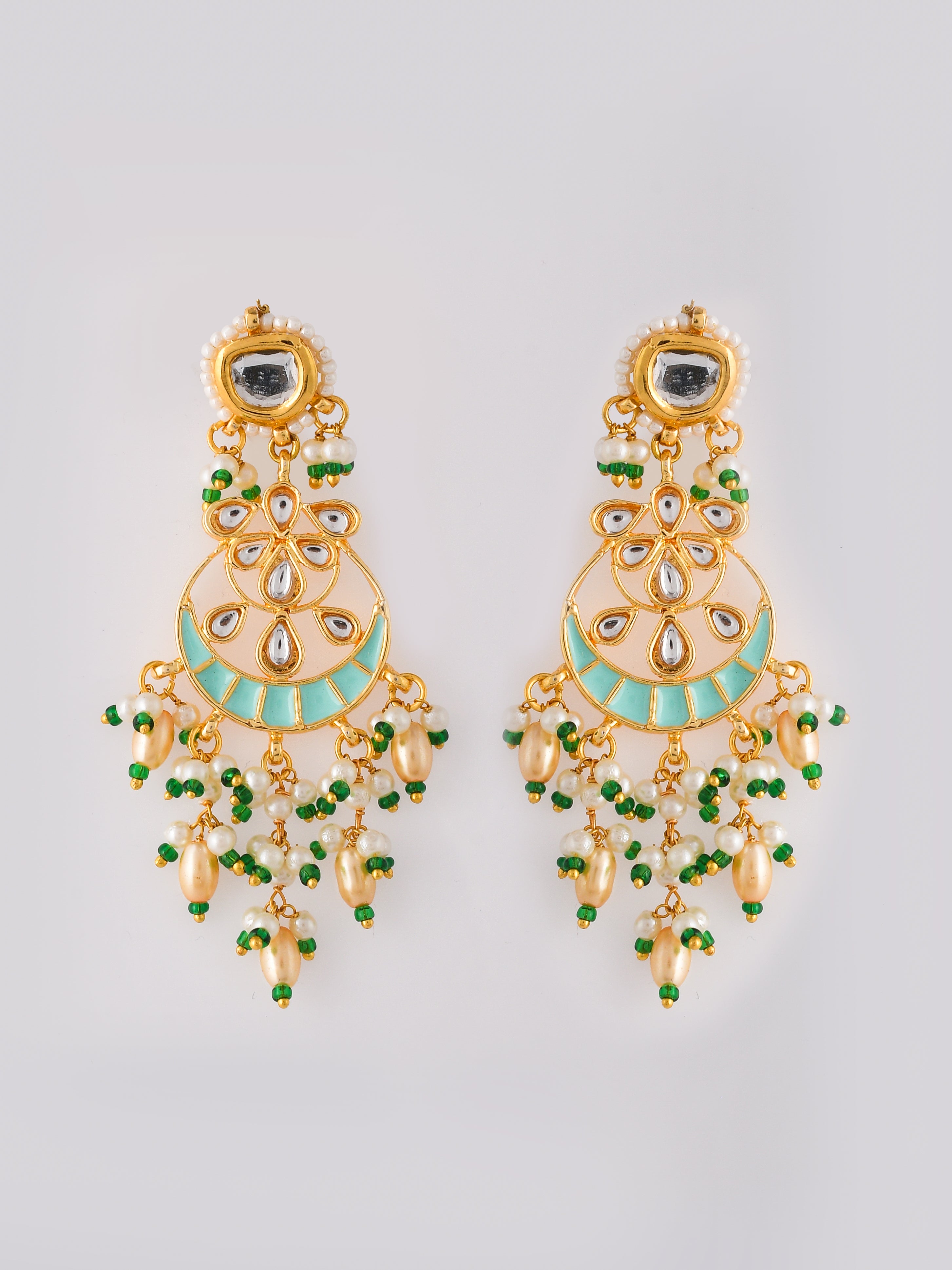 Handcrafted Kundan Artistry Mint Necklace Set