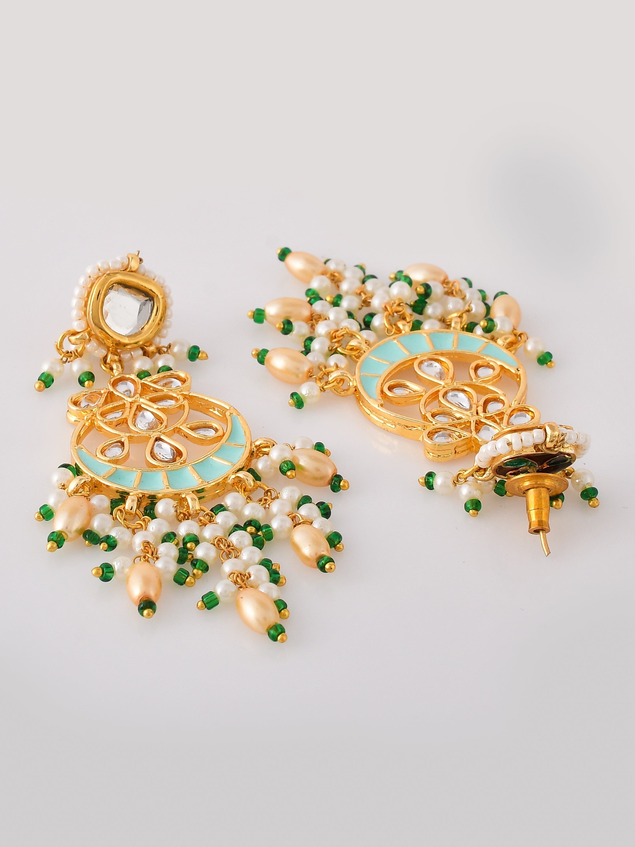 Handcrafted Kundan Artistry Mint Necklace Set