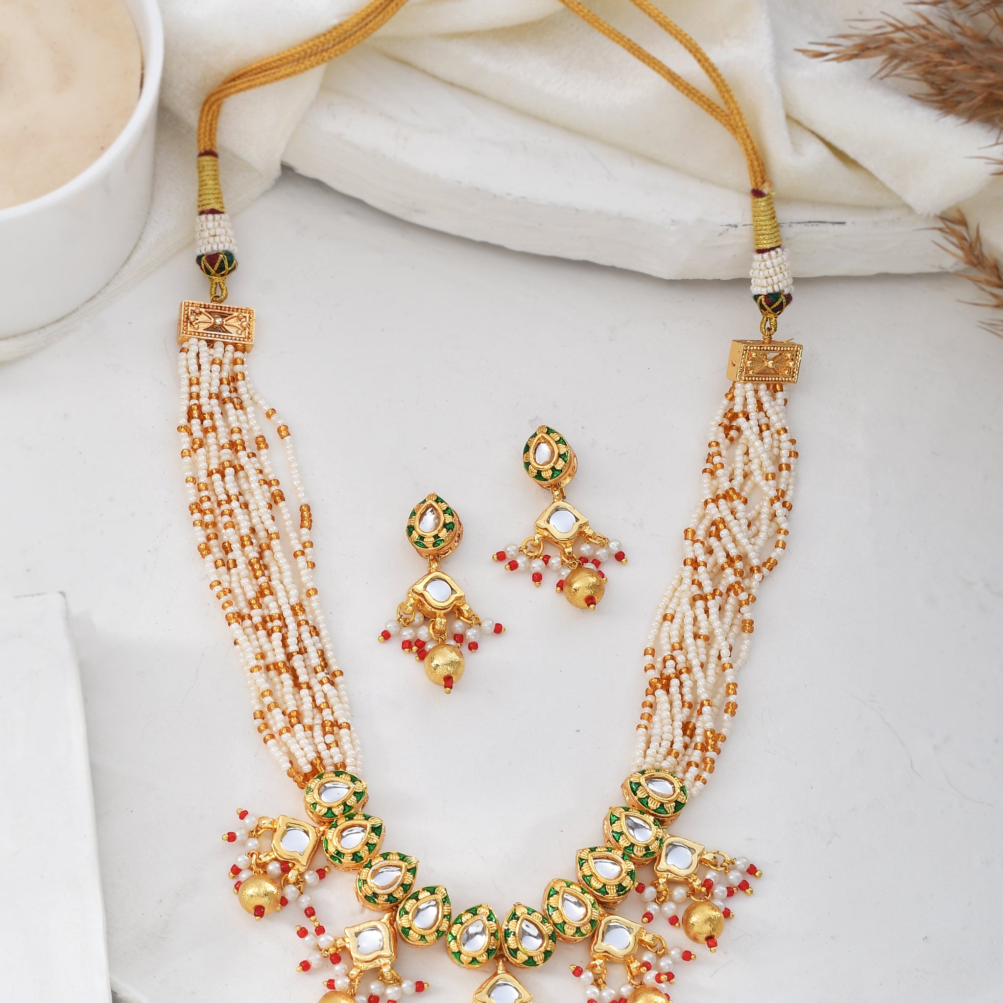 Handcrafted Meena Fusion Necklace Set