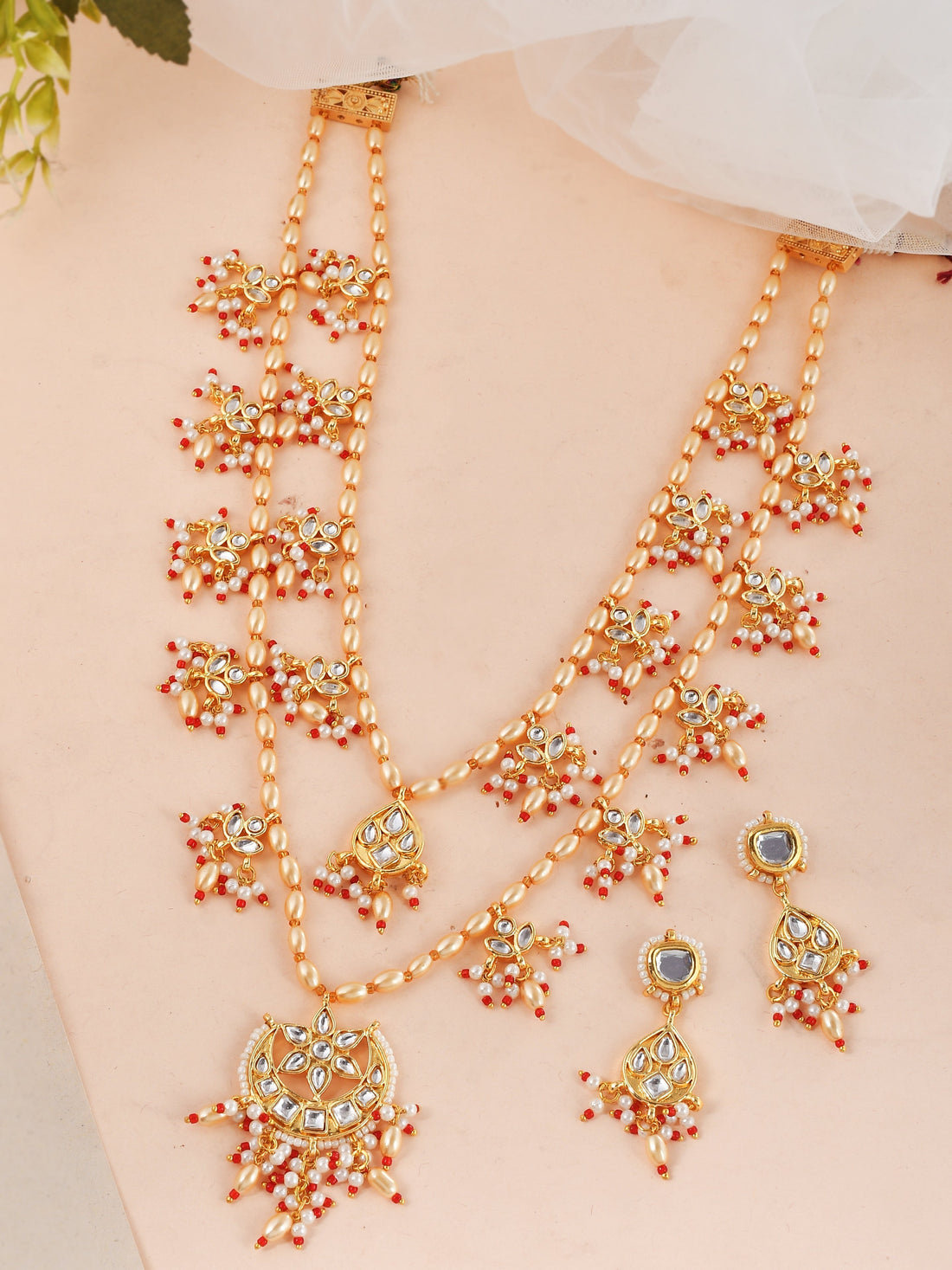 Kundan Pearl Sparkle Statement Set