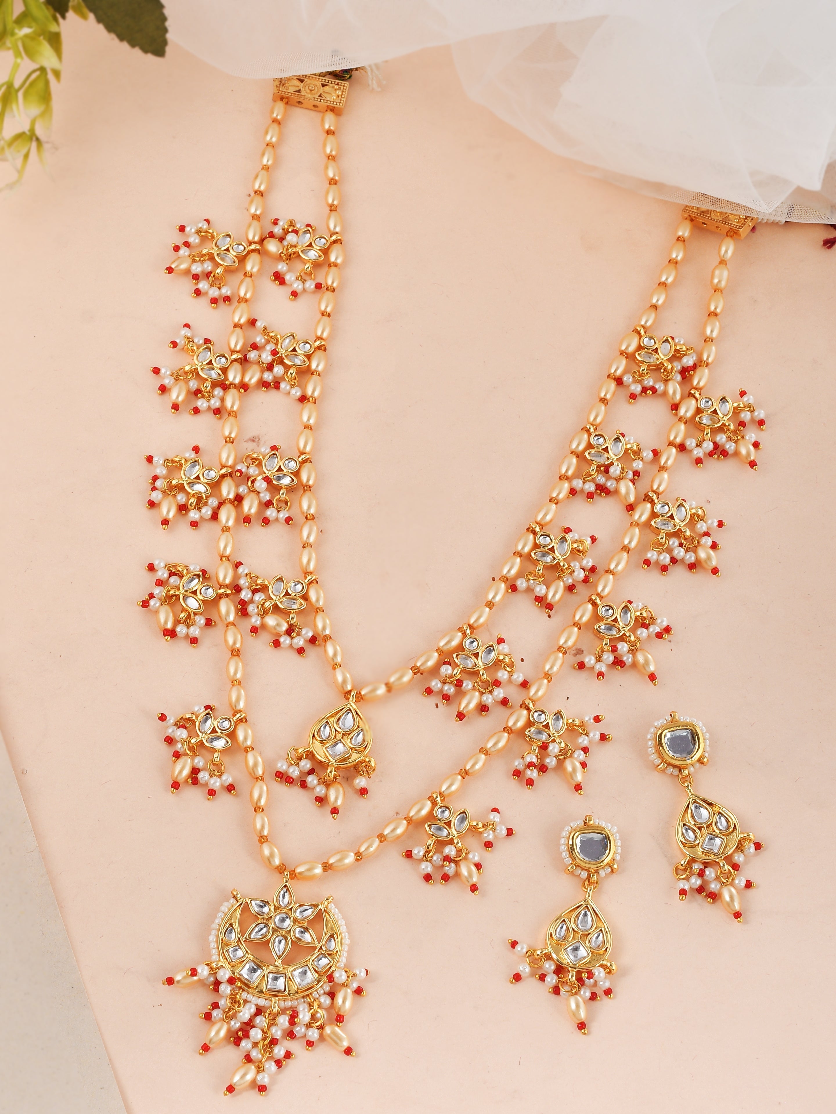 Kundan Pearl Sparkle Statement Set