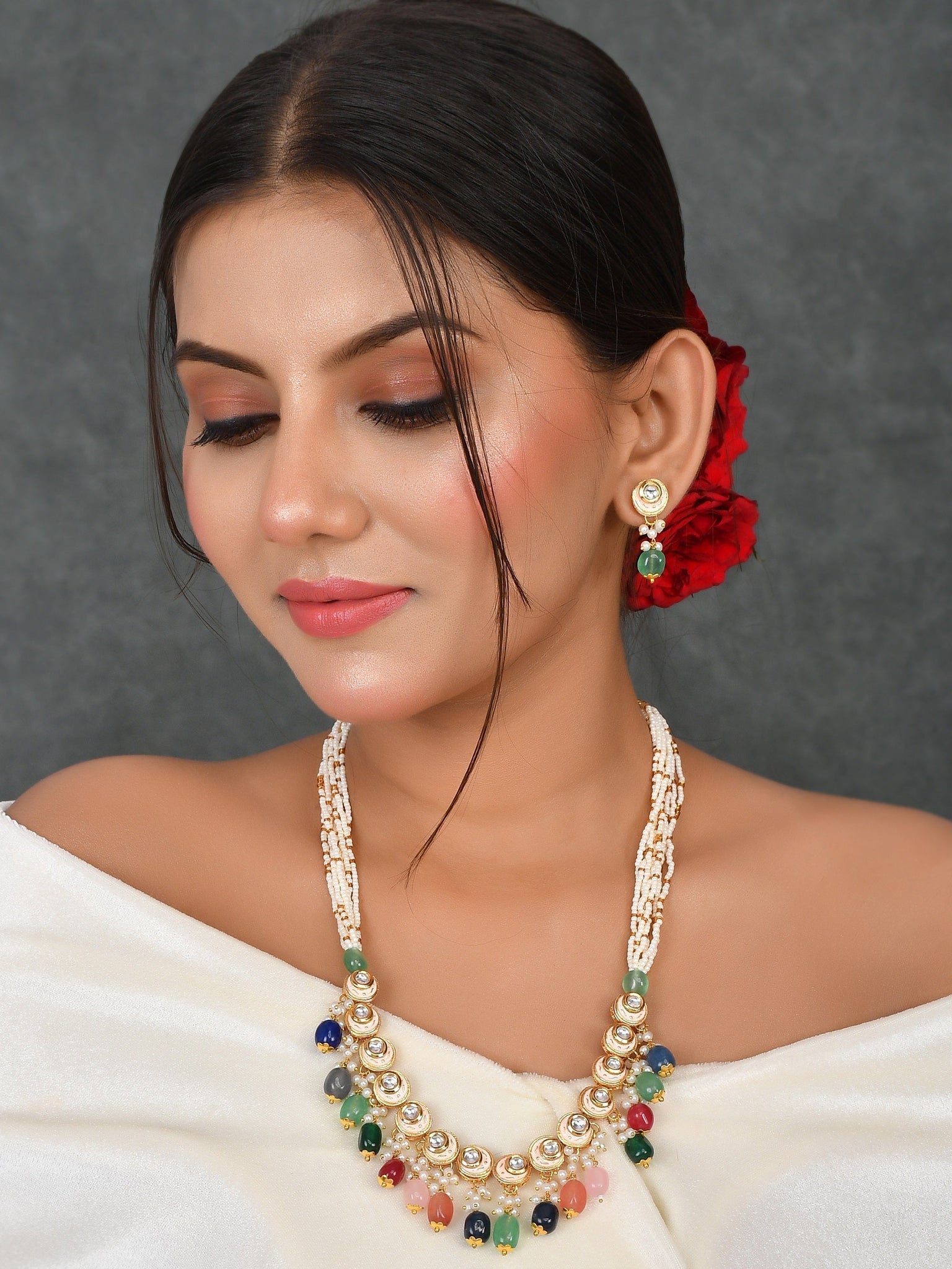 Artful Kunan Meenakari Necklace Ensemble Set