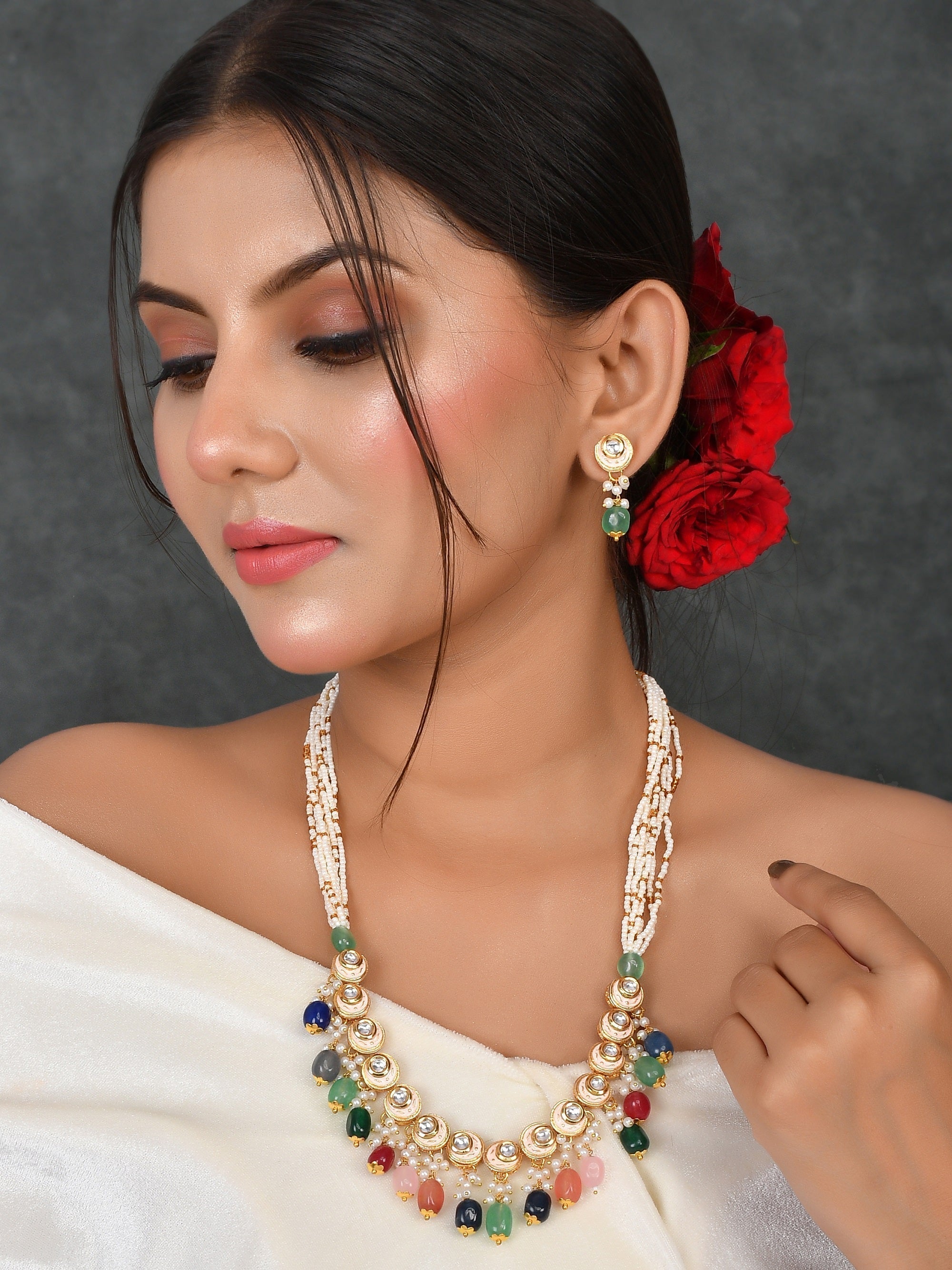 Artful Kunan Meenakari Necklace Ensemble Set