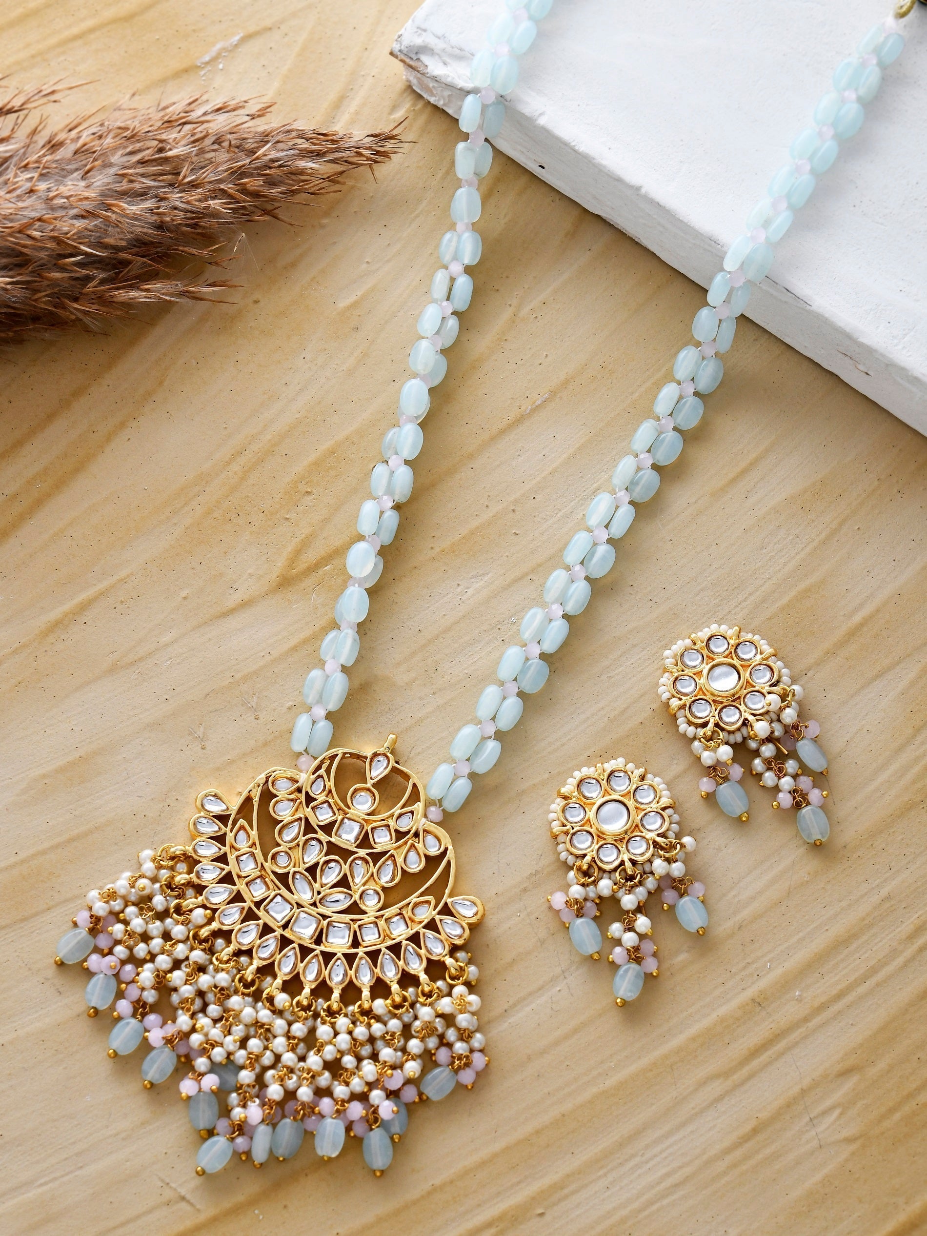 Jadau Kundan Pendant Long Necklace Set