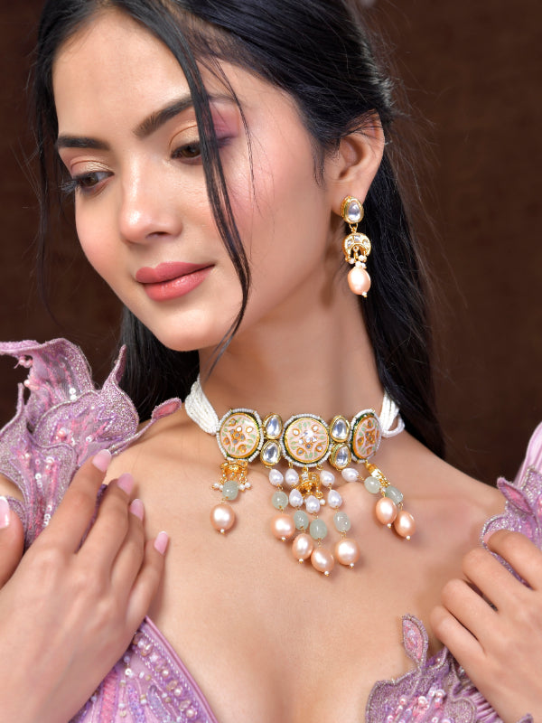 Golden Frost Flourish Choker Necklace