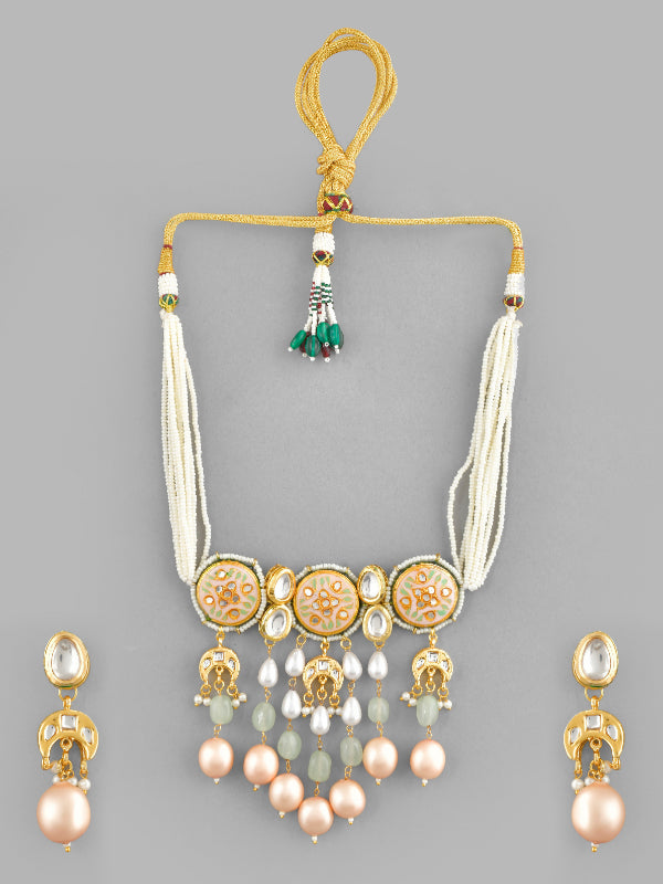 Golden Frost Flourish Choker Necklace