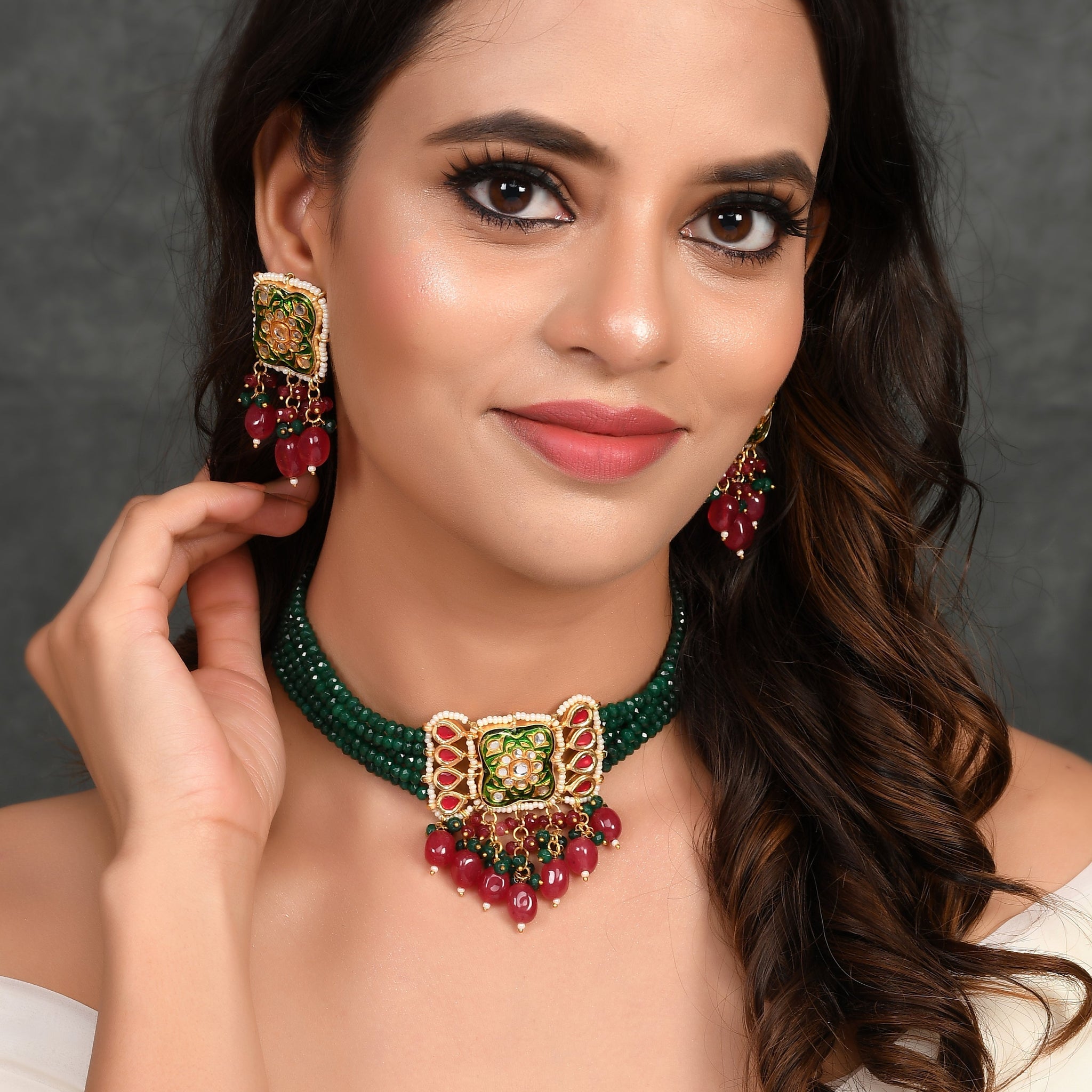 Dastoor Beautiful attention getting Beaded Choker Necklace Set