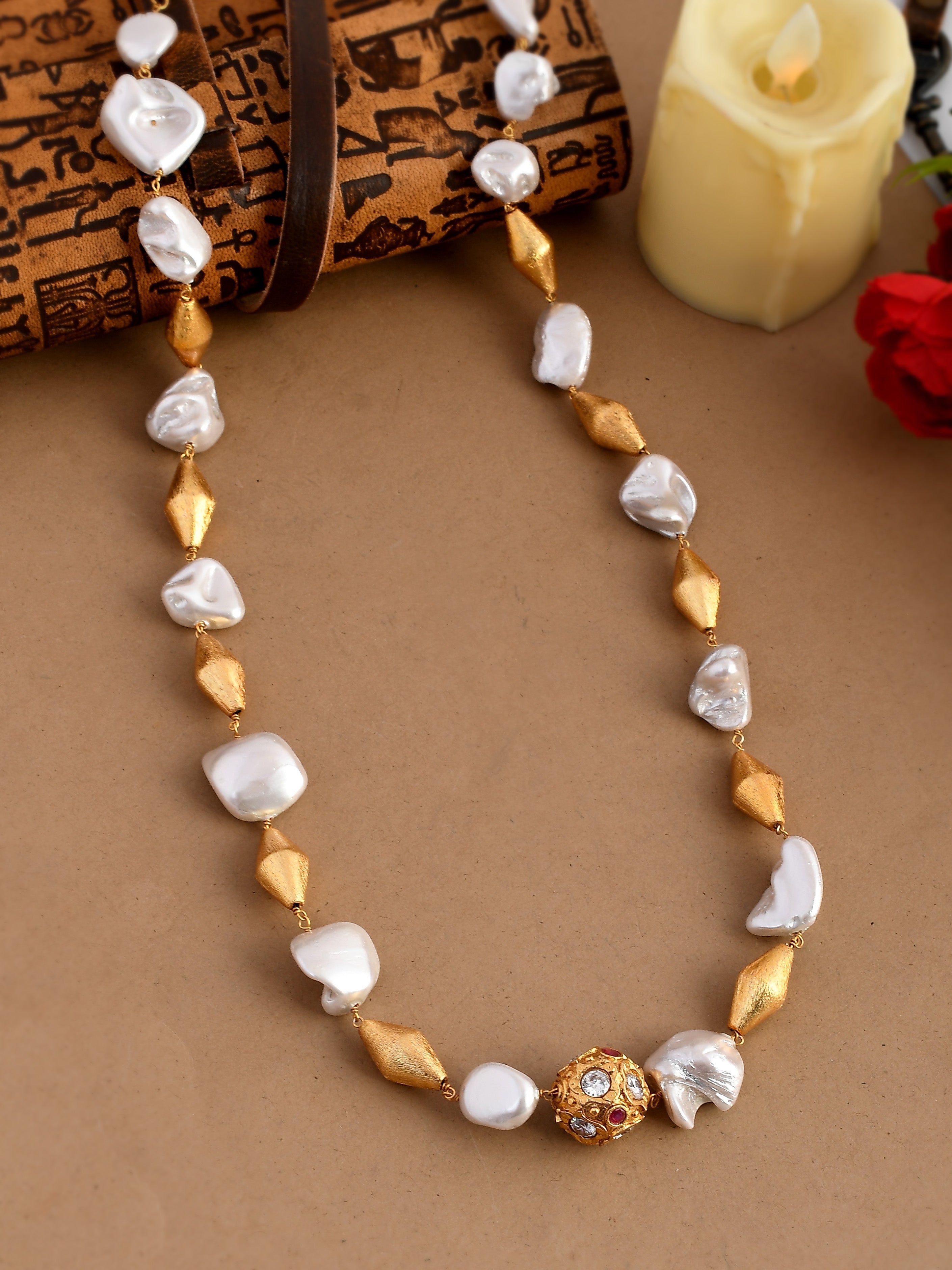 Dastoor Gold-Toned  White Brass Gold-Plated Necklace