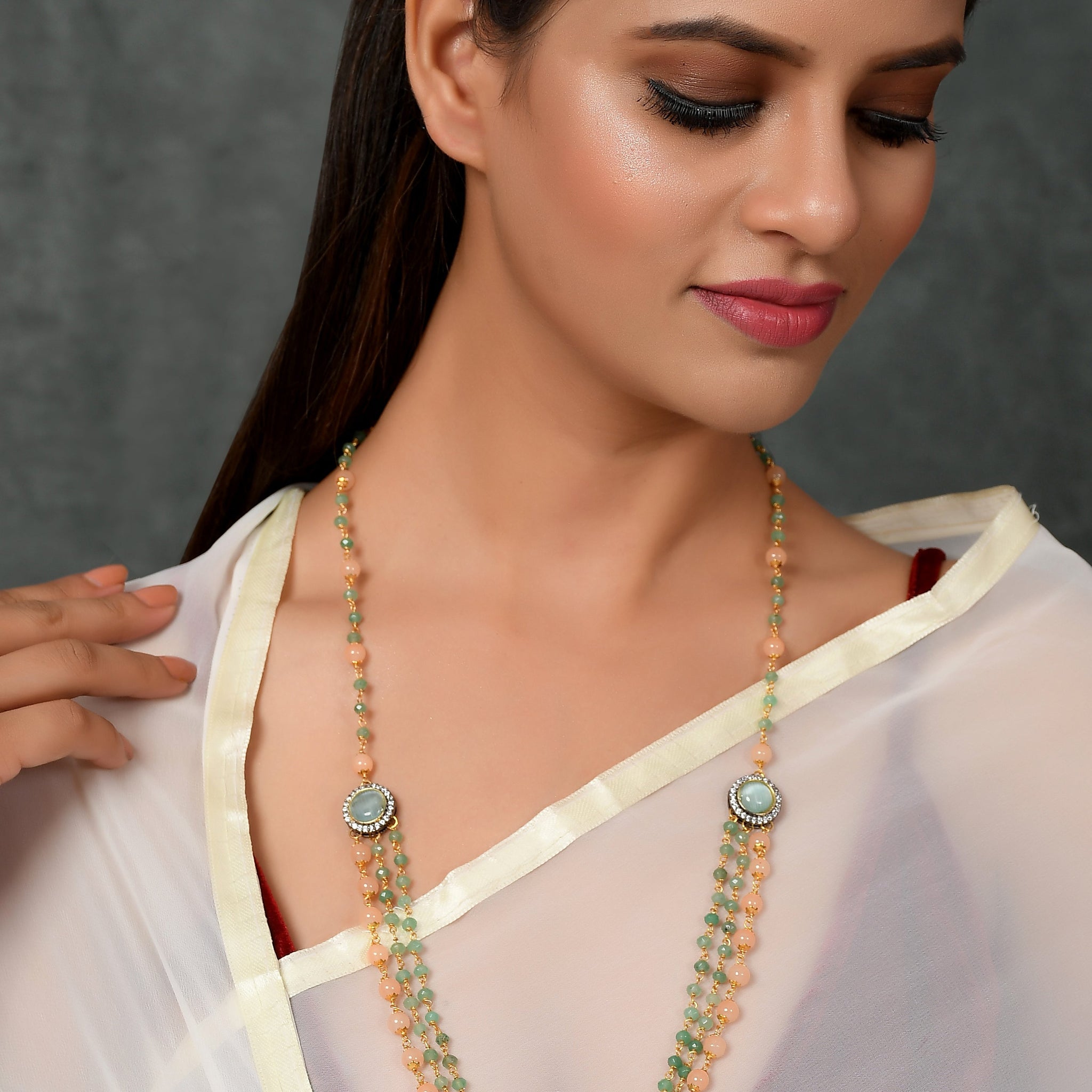 Dastoor Gold-Toned  Green Brass Gold-Plated Necklace