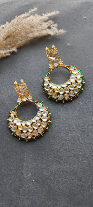 Jadau Polki Kundan Chandbali