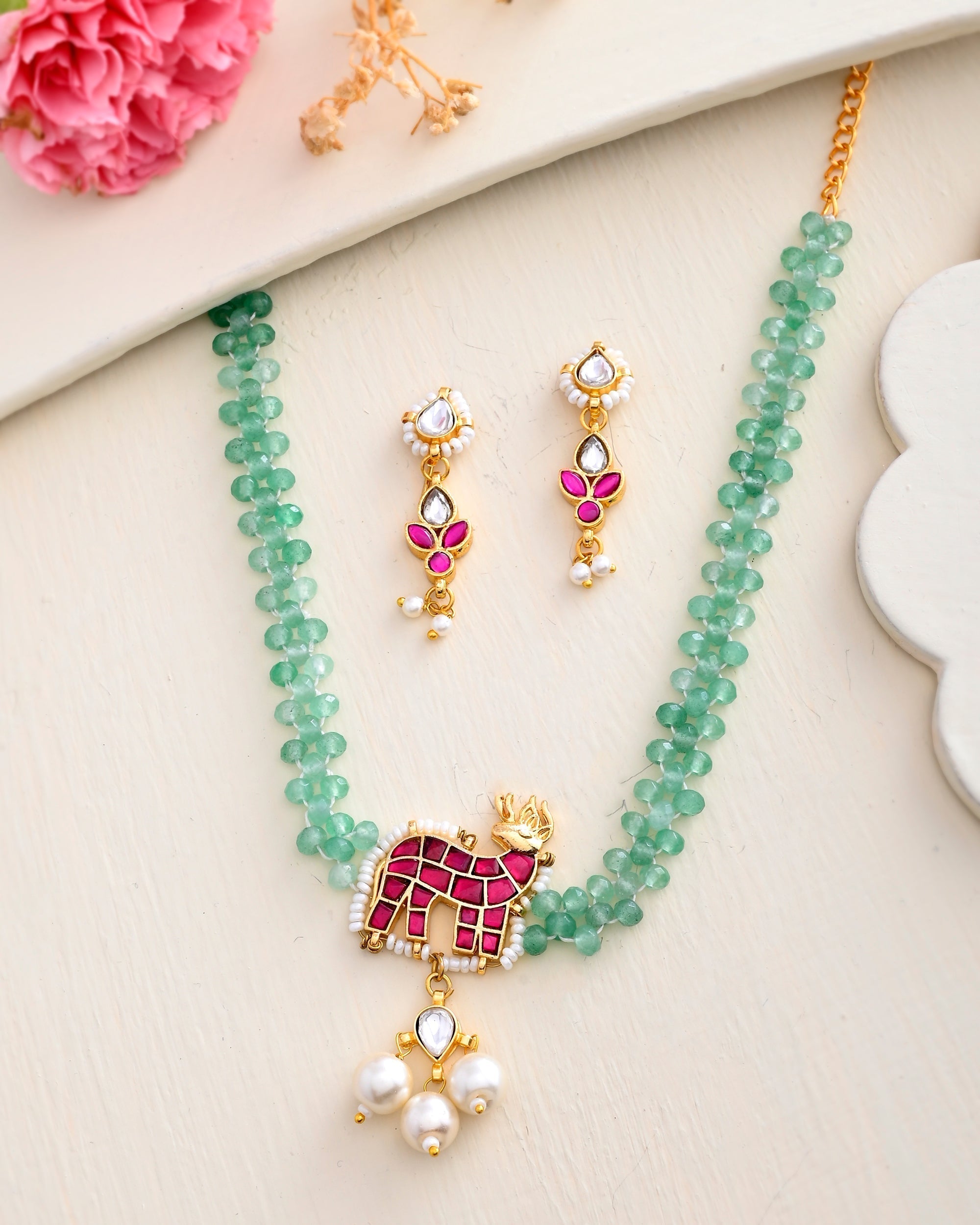 Jadau Pachhi kundan Choker Necklace set