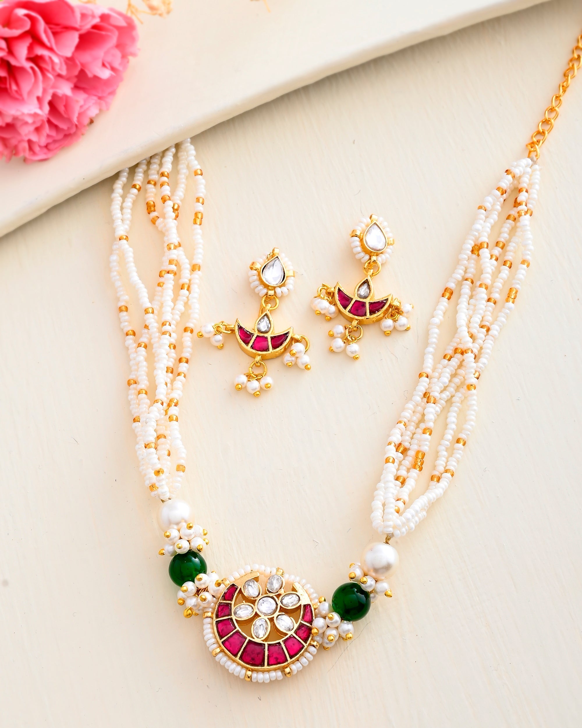 Jadau Pachhi kundan Choker Necklace set