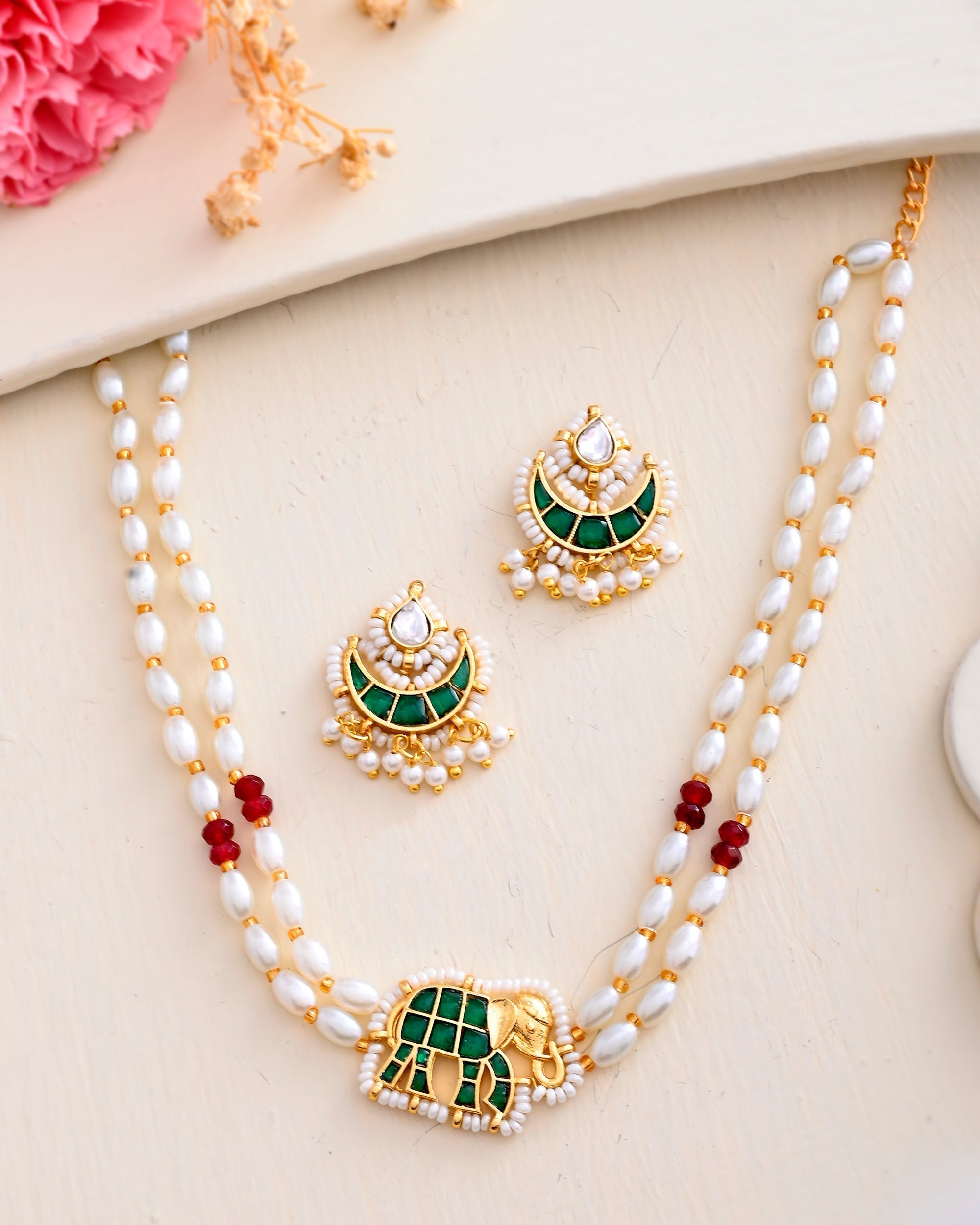 Jadau Pachhi kundan Choker Necklace set