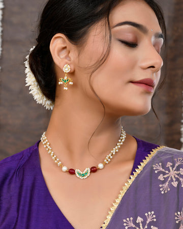 Jadau Pachhi kundan Choker Necklace set