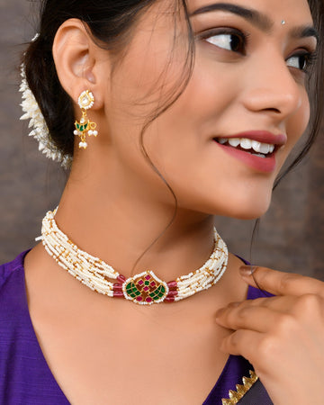 Jadau Pachhi kundan Choker Necklace set