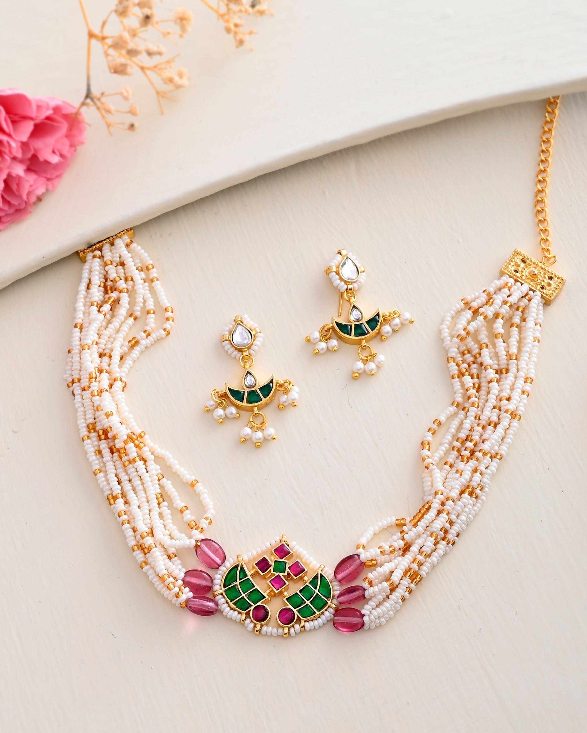 Jadau Pachhi kundan Choker Necklace set