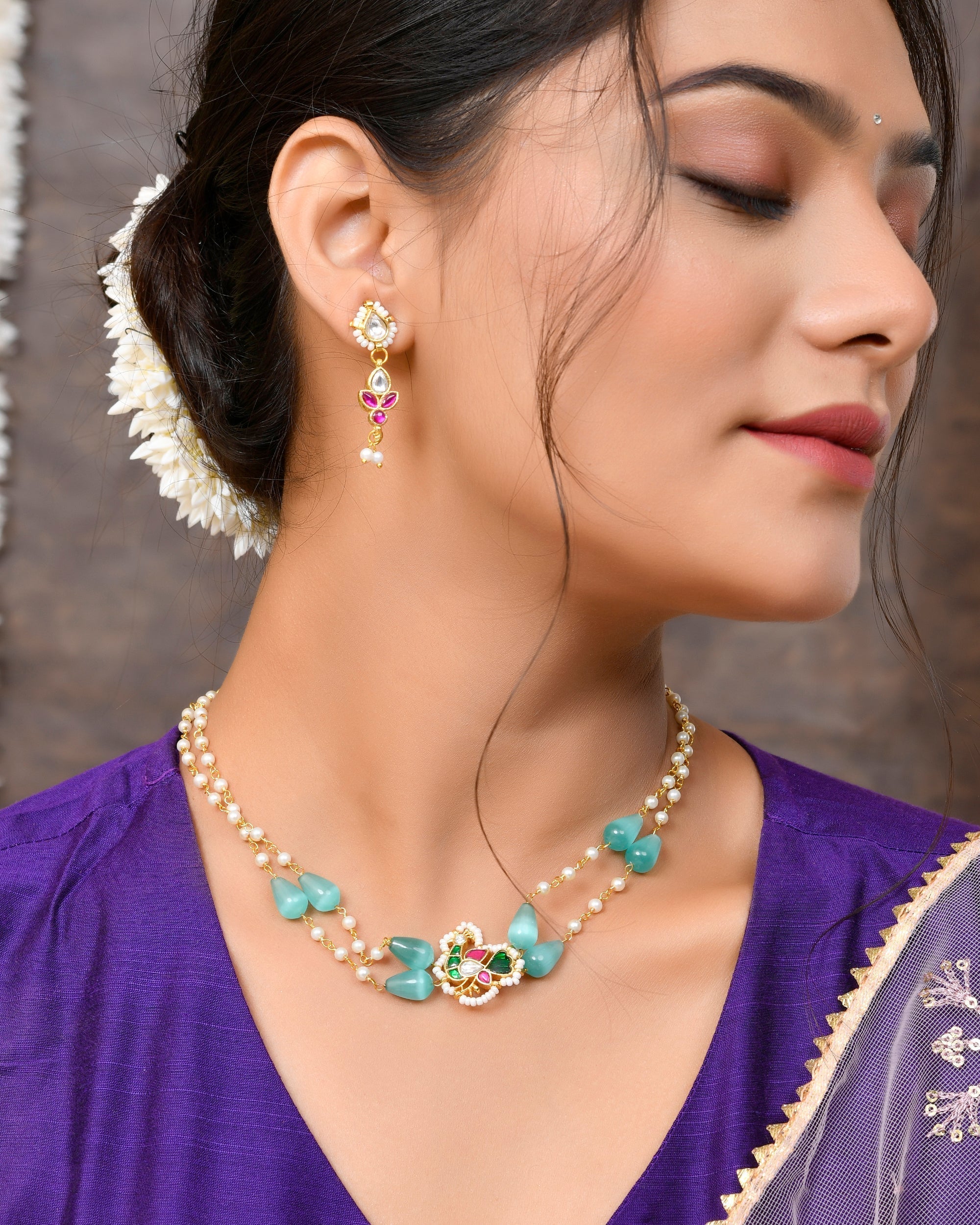 Jadau Pachhi kundan Choker Necklace set