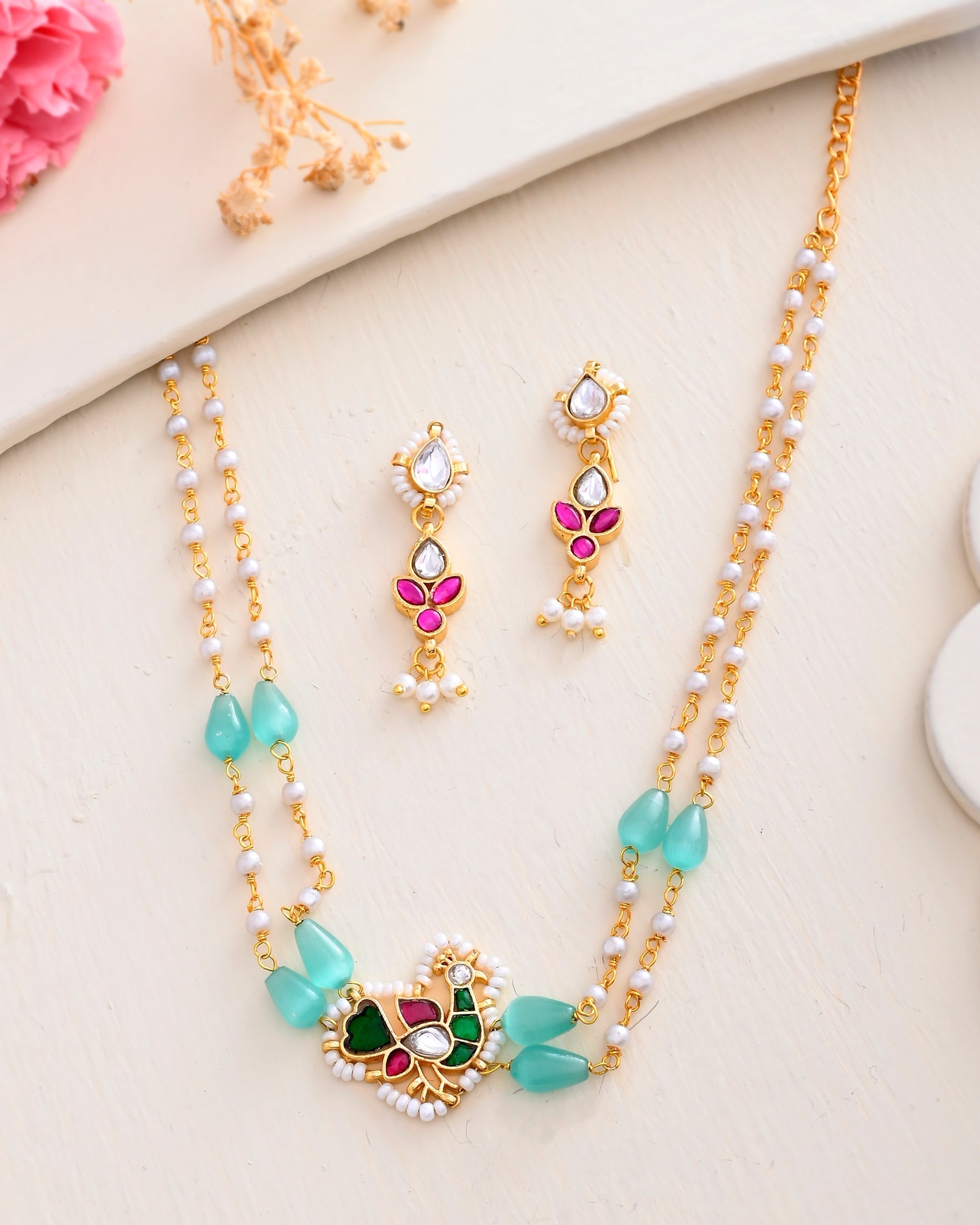 Jadau Pachhi kundan Choker Necklace set