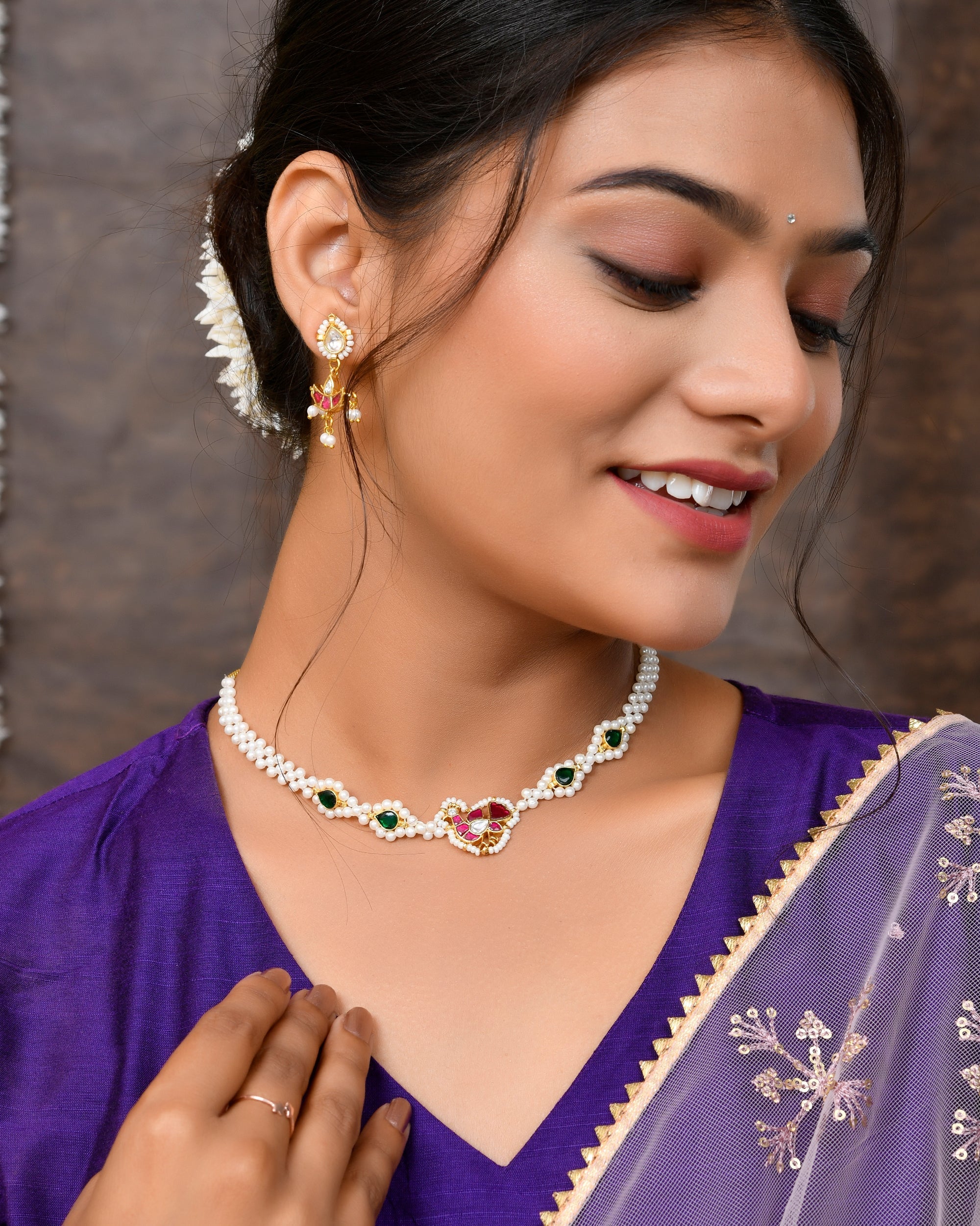 Jadau Pachhi kundan Choker Necklace set