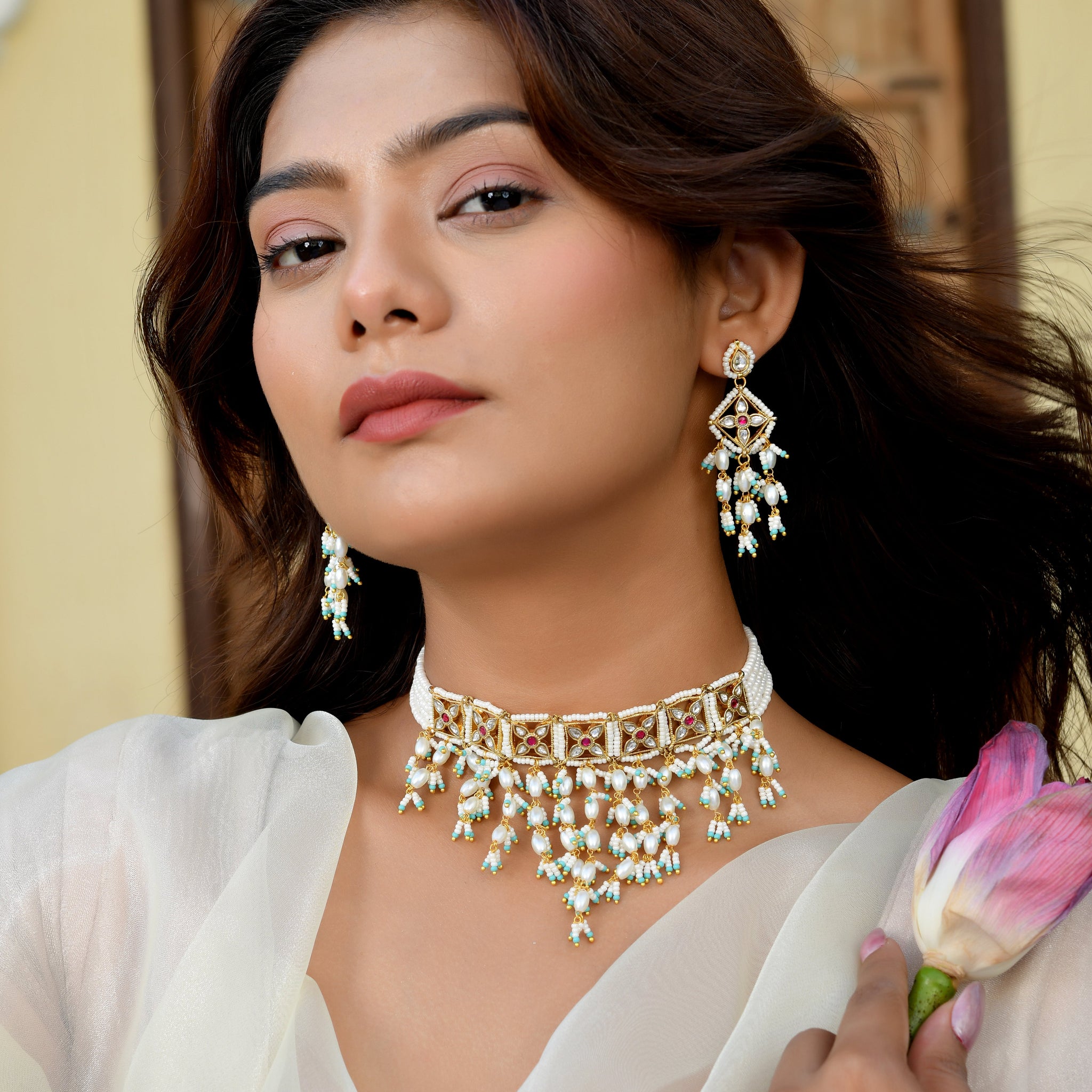 Golden Pachhi Kundan Touch