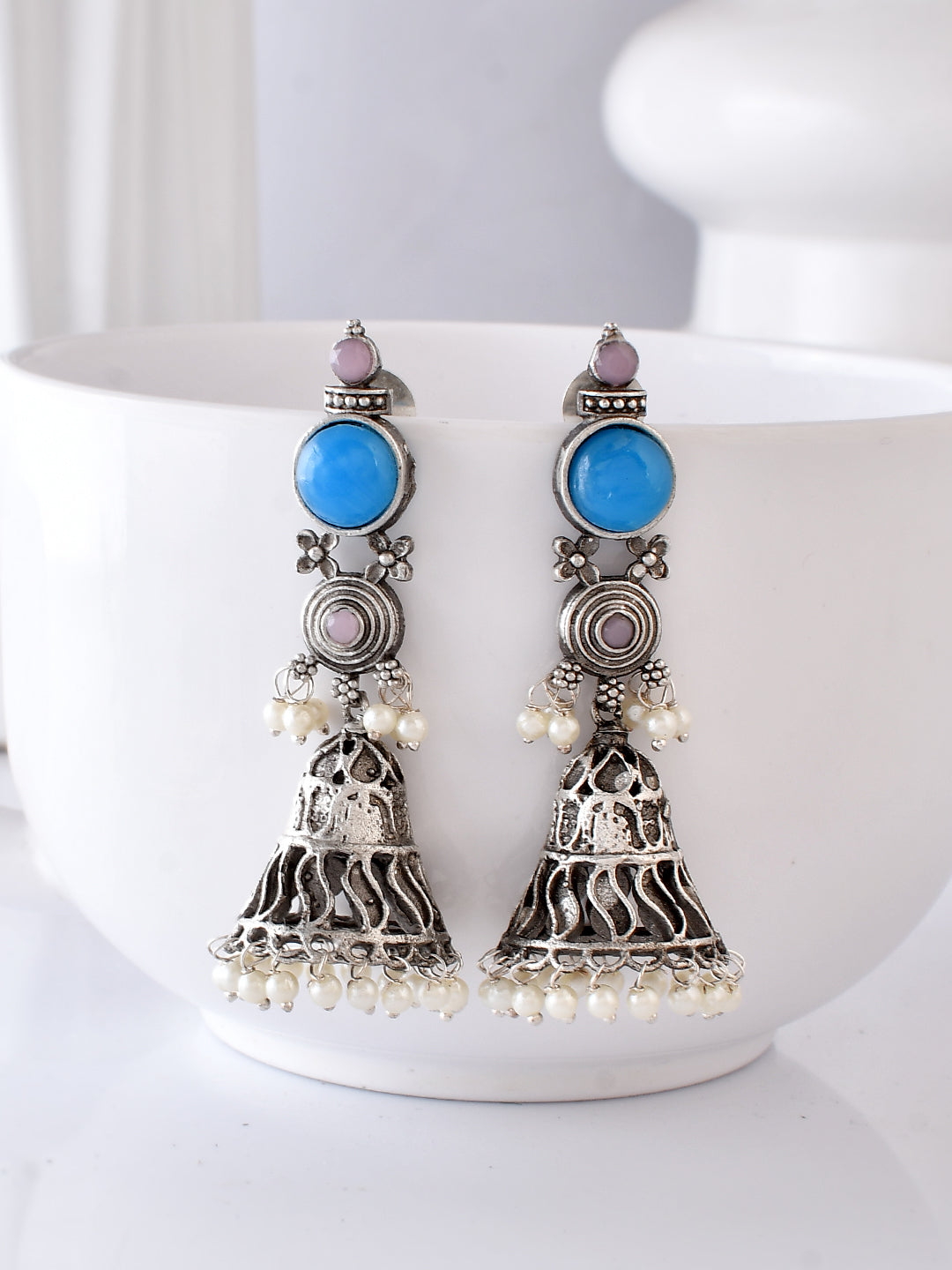 Indigo Echo Jhumki Earring