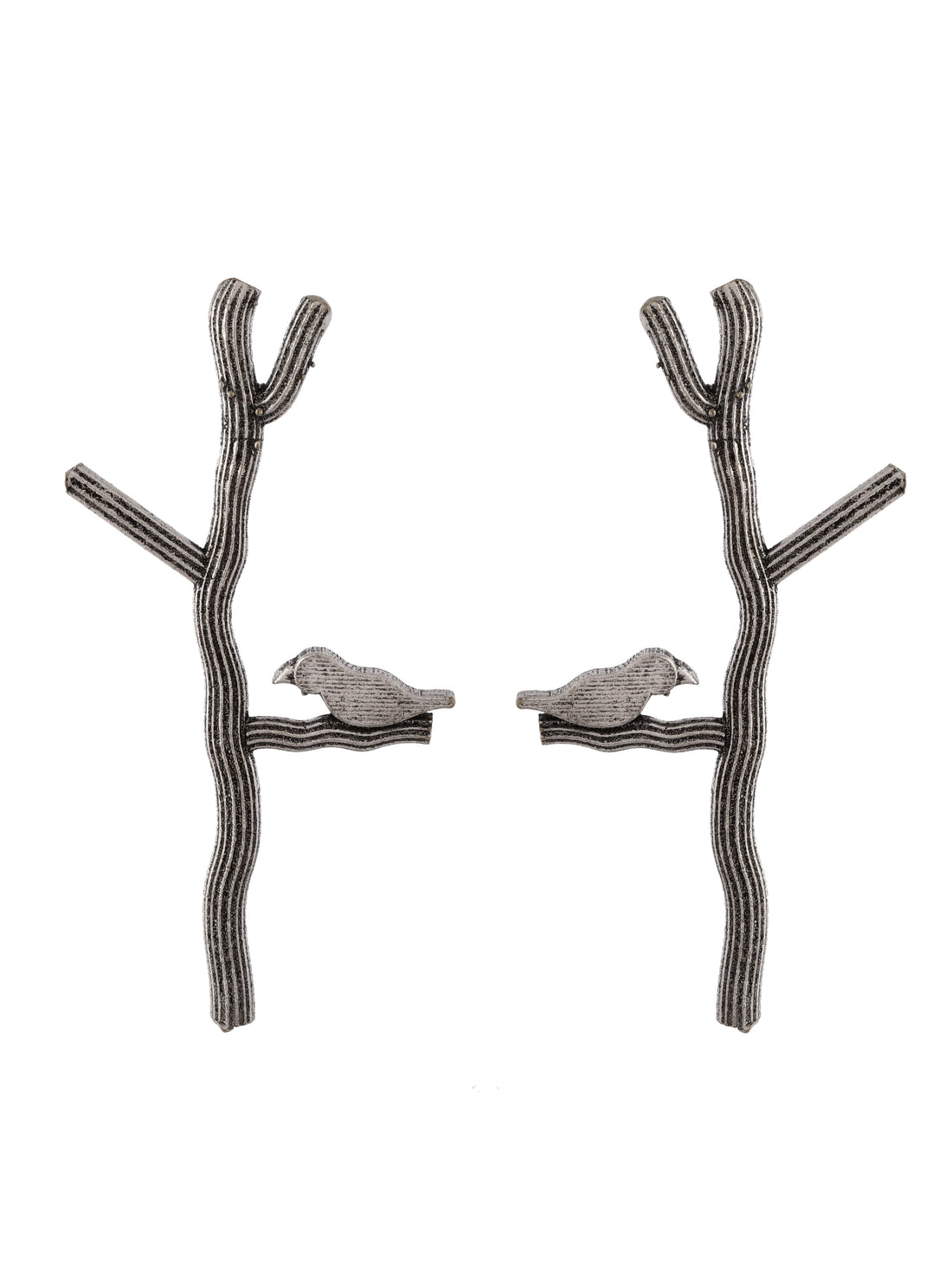 Bark and Bird Oxidized Earrings