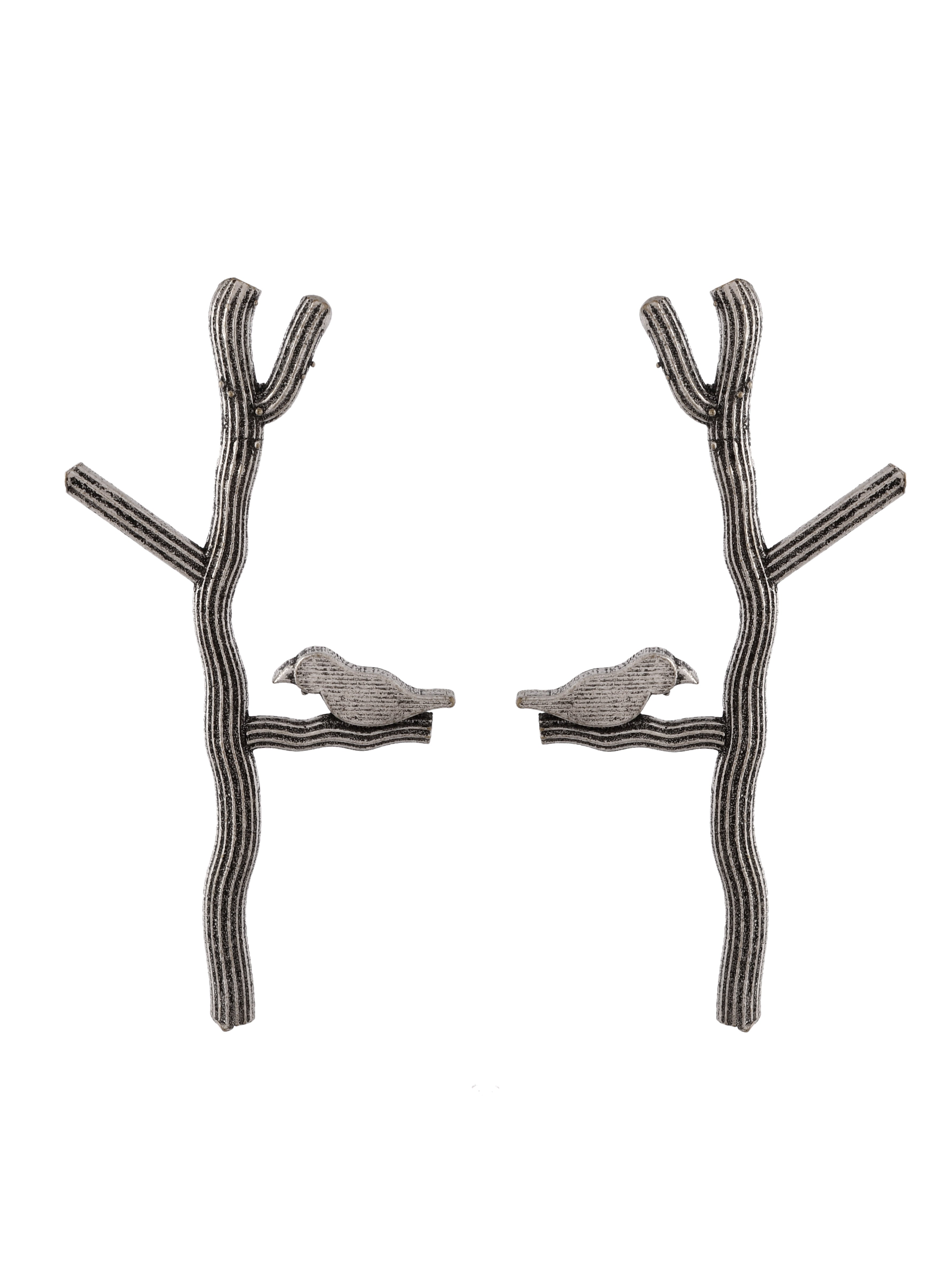 Bark and Bird Oxidized Earrings