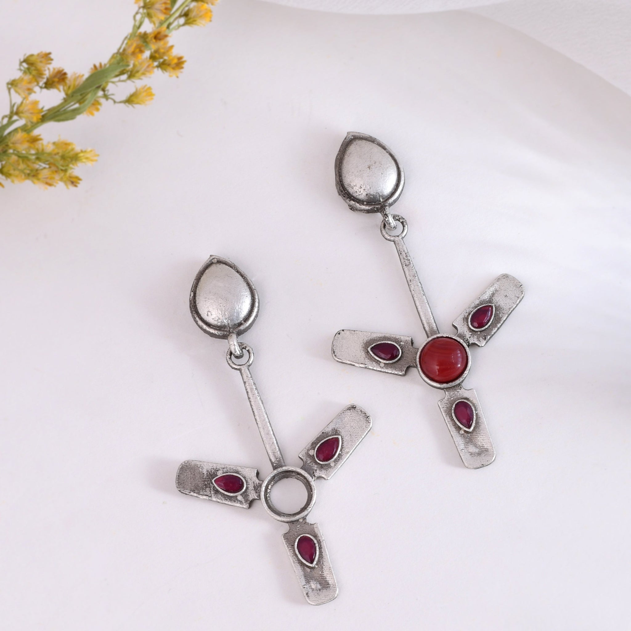 Ruby Radiance Fan Earring