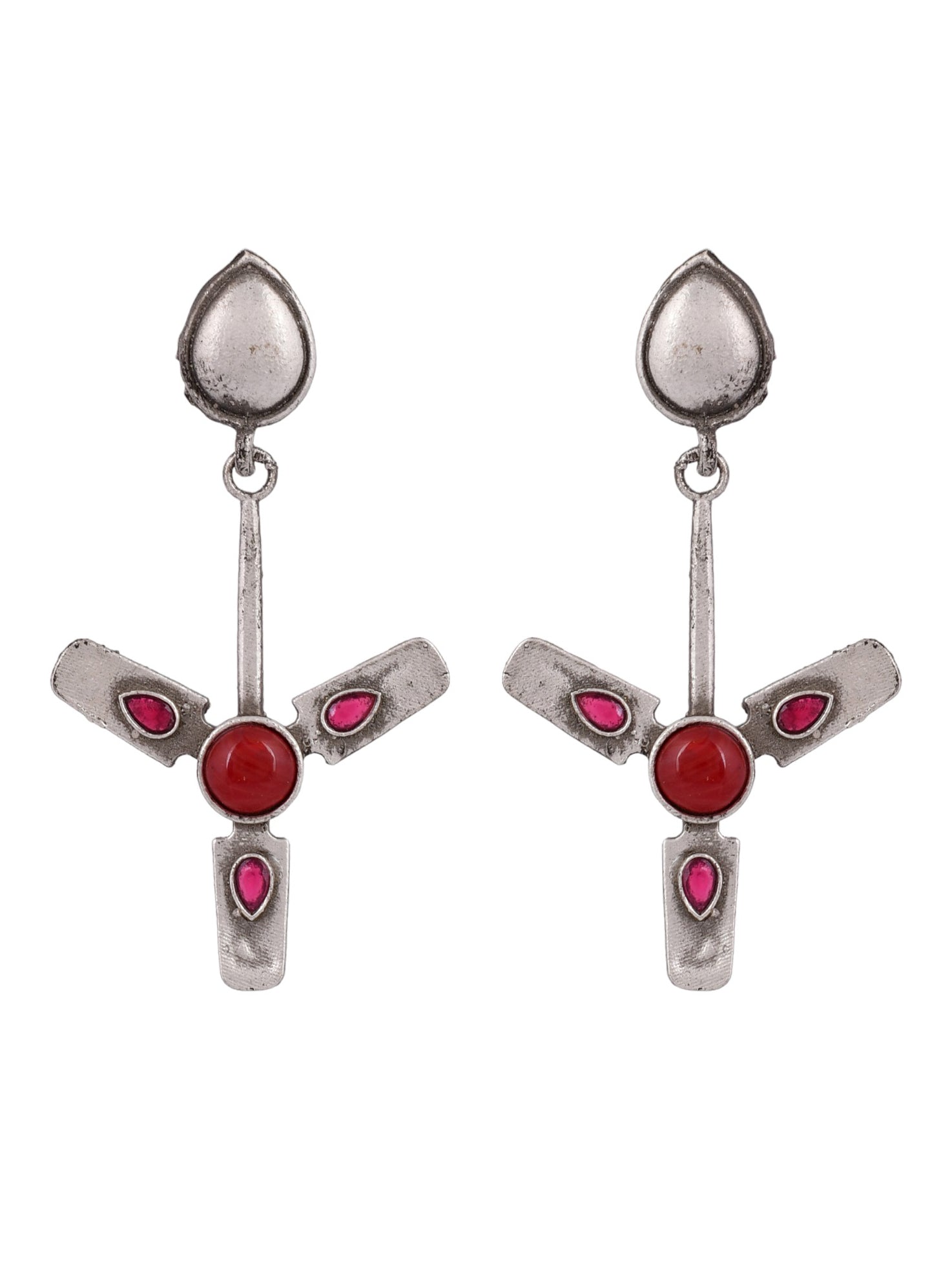 Ruby Radiance Fan Earring