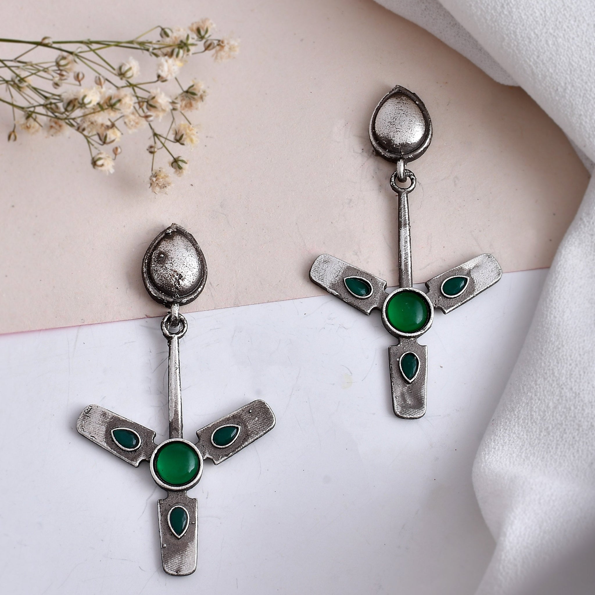 Green Enigma Oxidized Earring