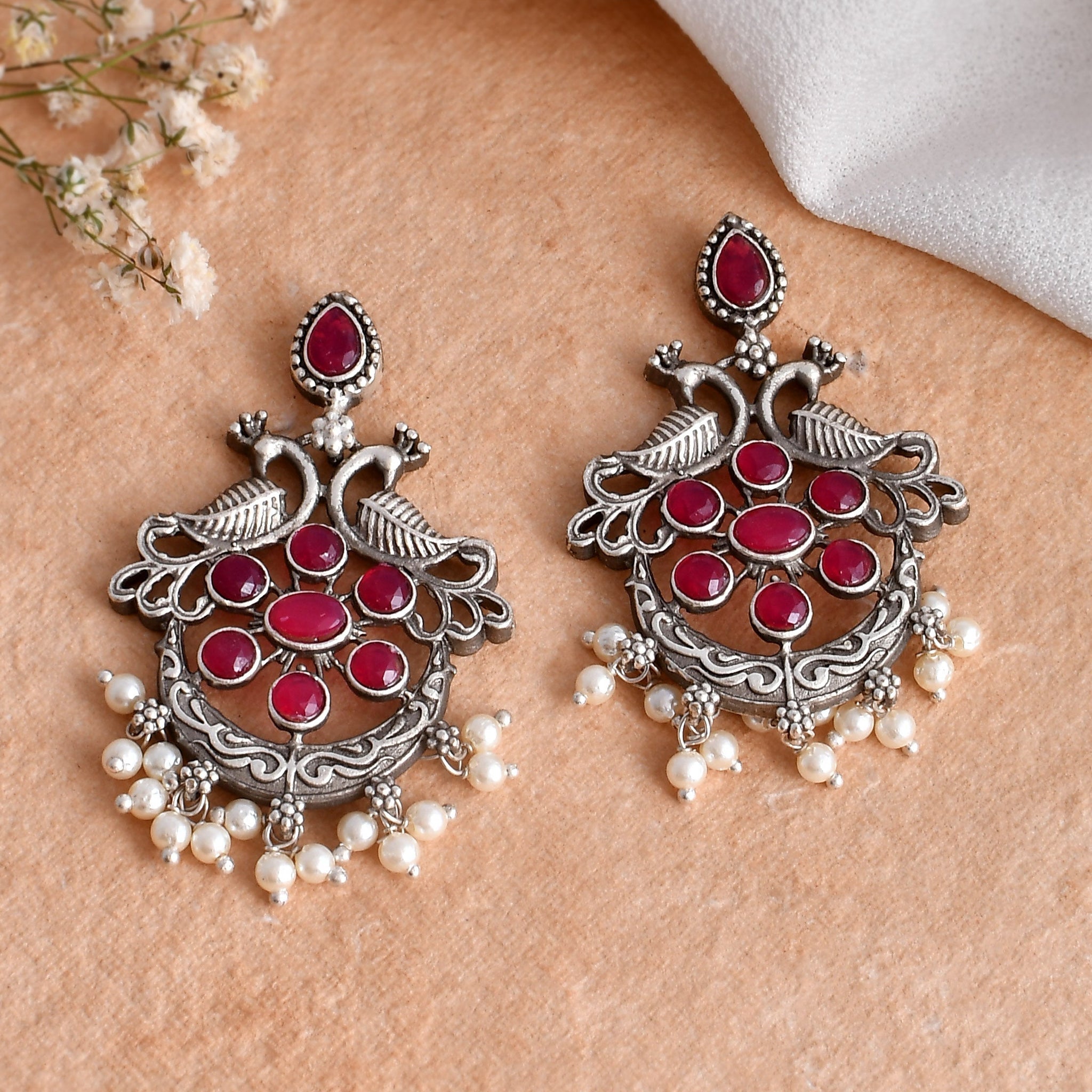 Silver Ruby Studs