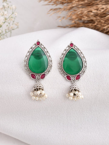 Green Garnet Hoops