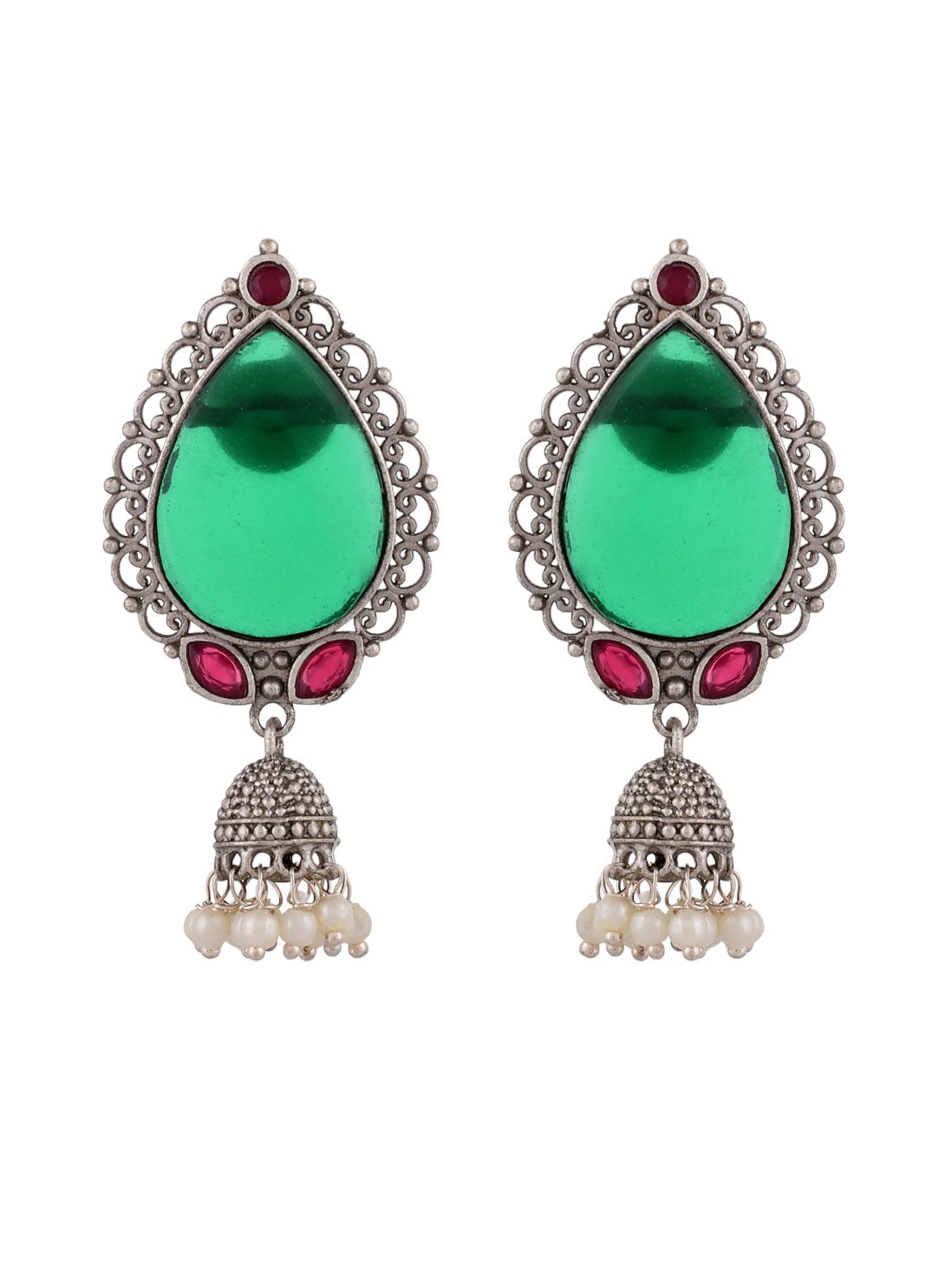 Green Garnet Hoops