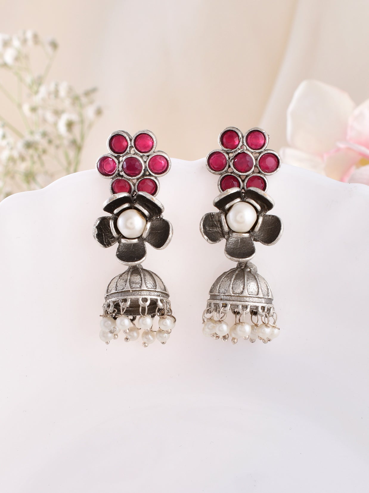 Garnet Blossom Earrings