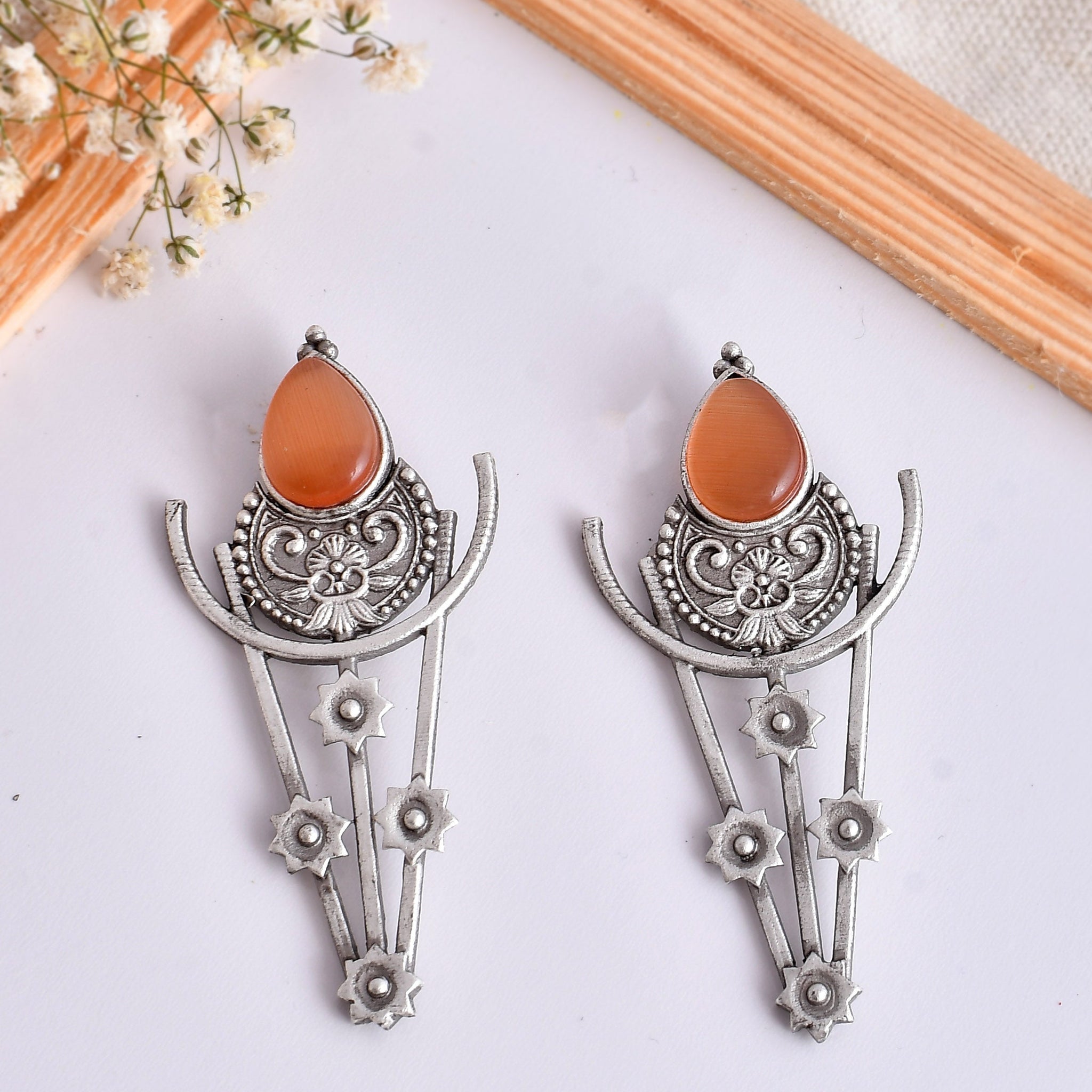 Fiery Orange Flames Earring