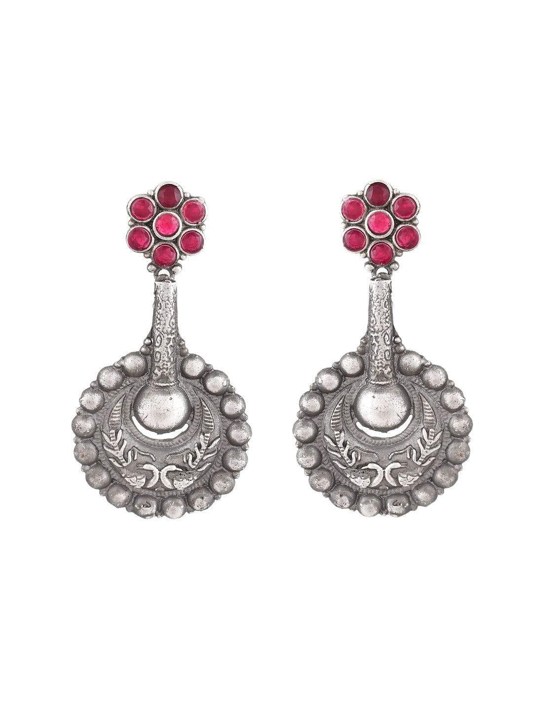 Silver Petal Maroons Earring