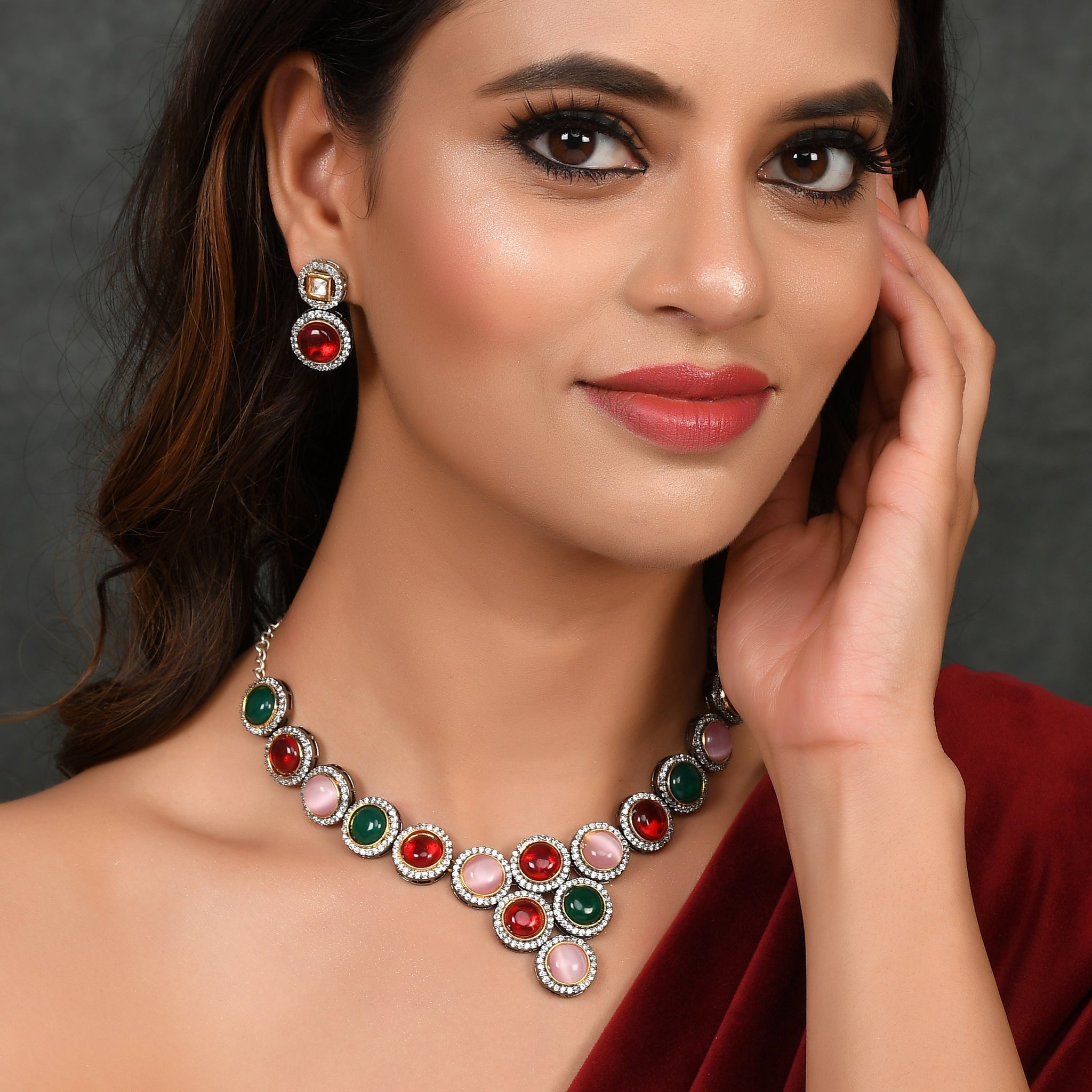 Polki Kundan Multicolour Neckalce Set