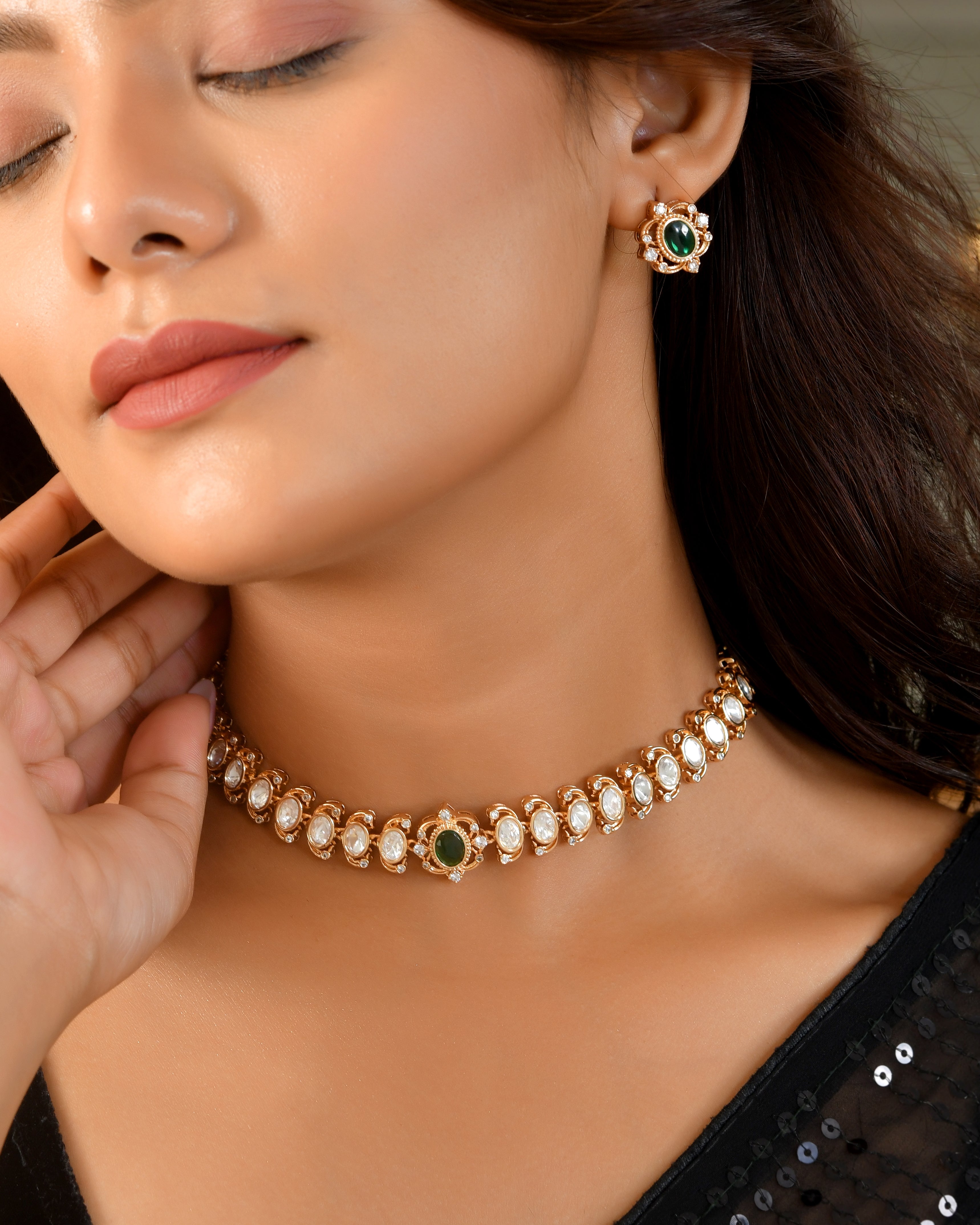 Golden Polki Kundan Delight