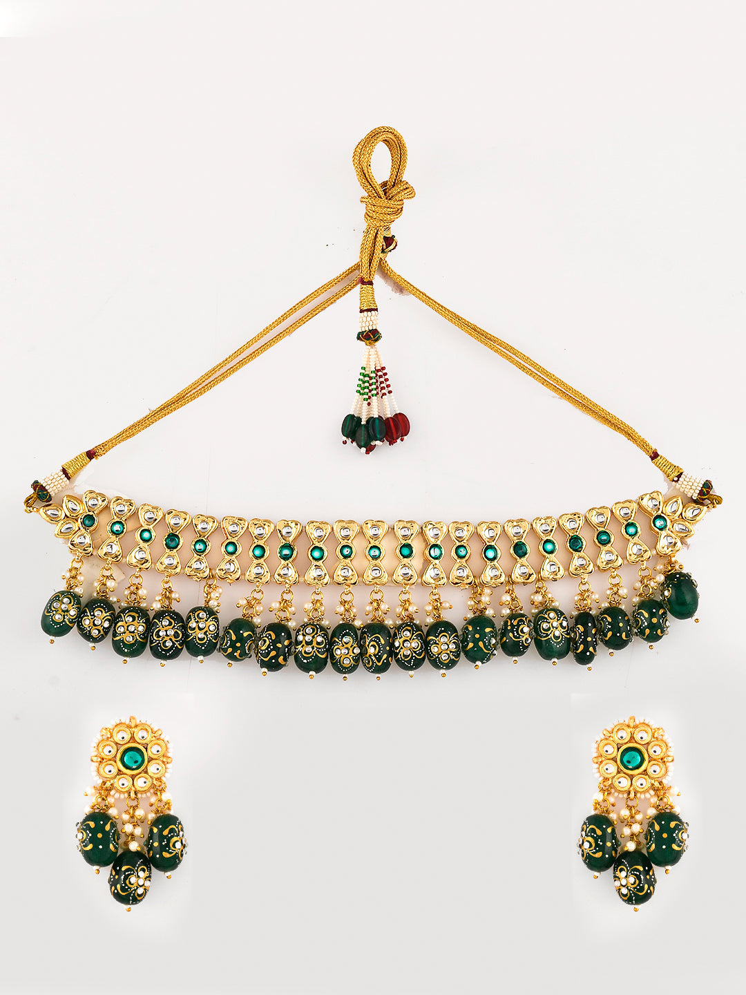 Dastoor Kundan Handpaitning Stone Choker Set