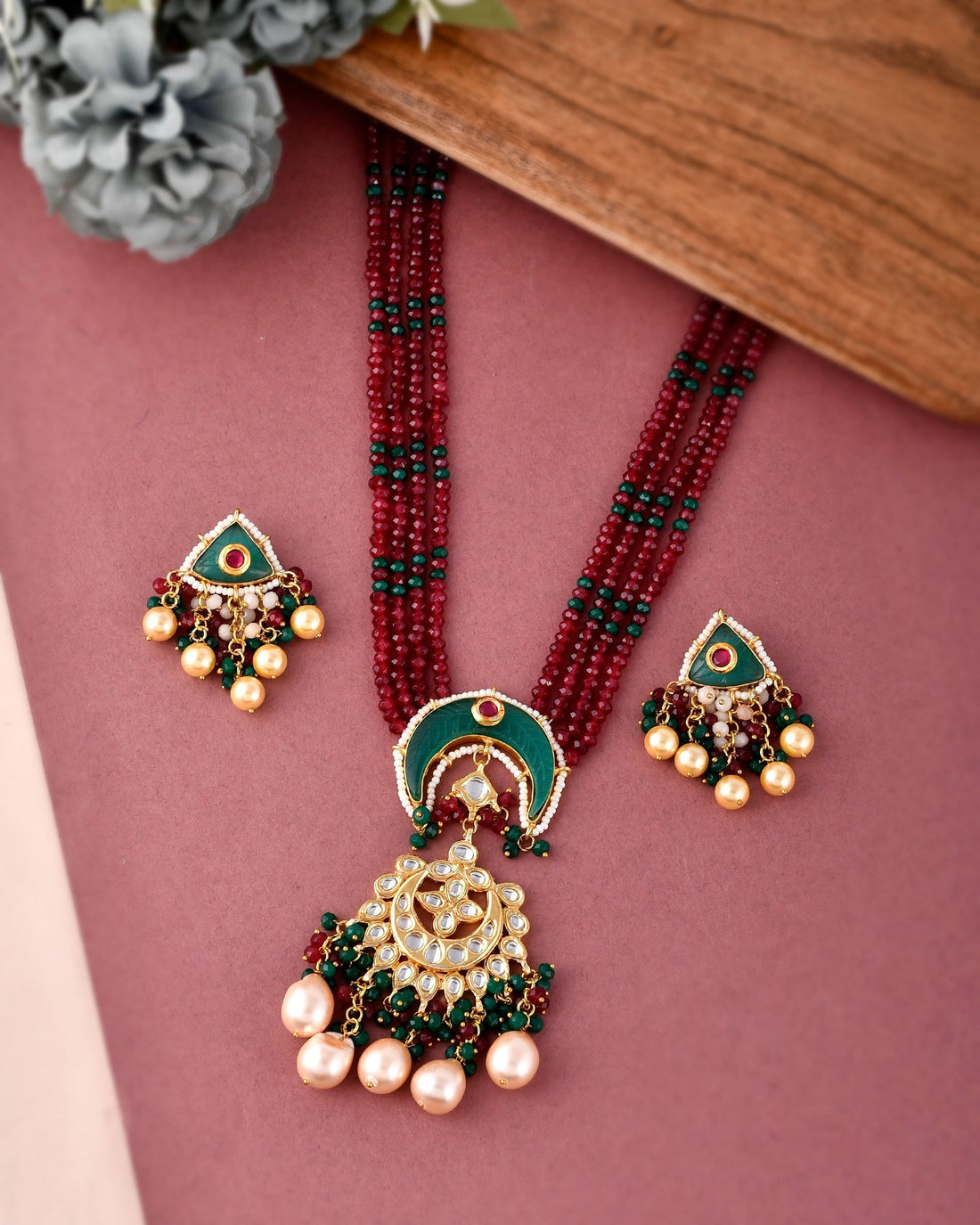 Dastoor Carvin Stne Chandbali Stone Set